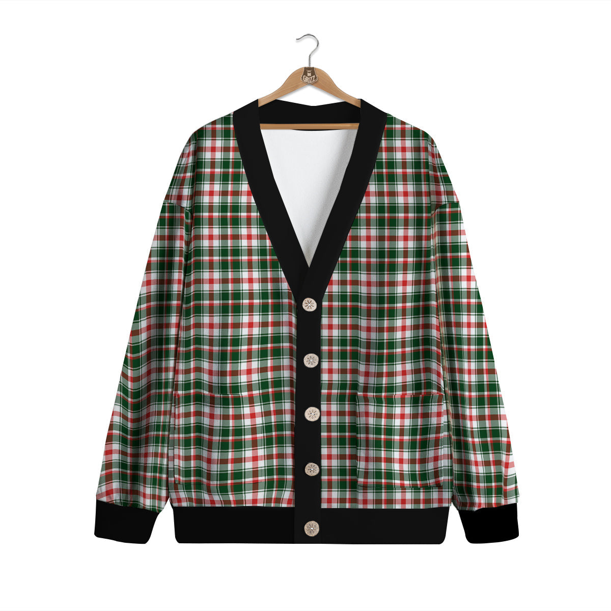 Madras Plaid Christmas Print Cardigan-grizzshop