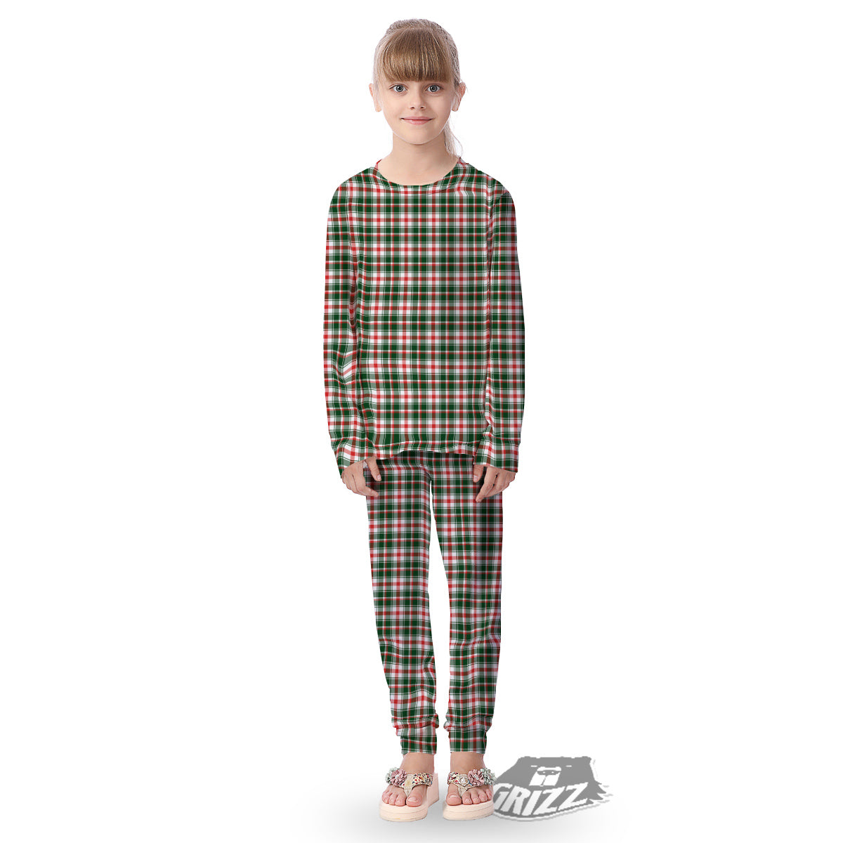 Madras Plaid Christmas Print Kid's Pajamas-grizzshop