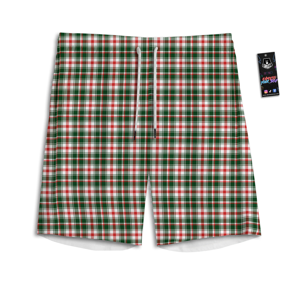 Madras Plaid Christmas Print Men's Athletic Shorts