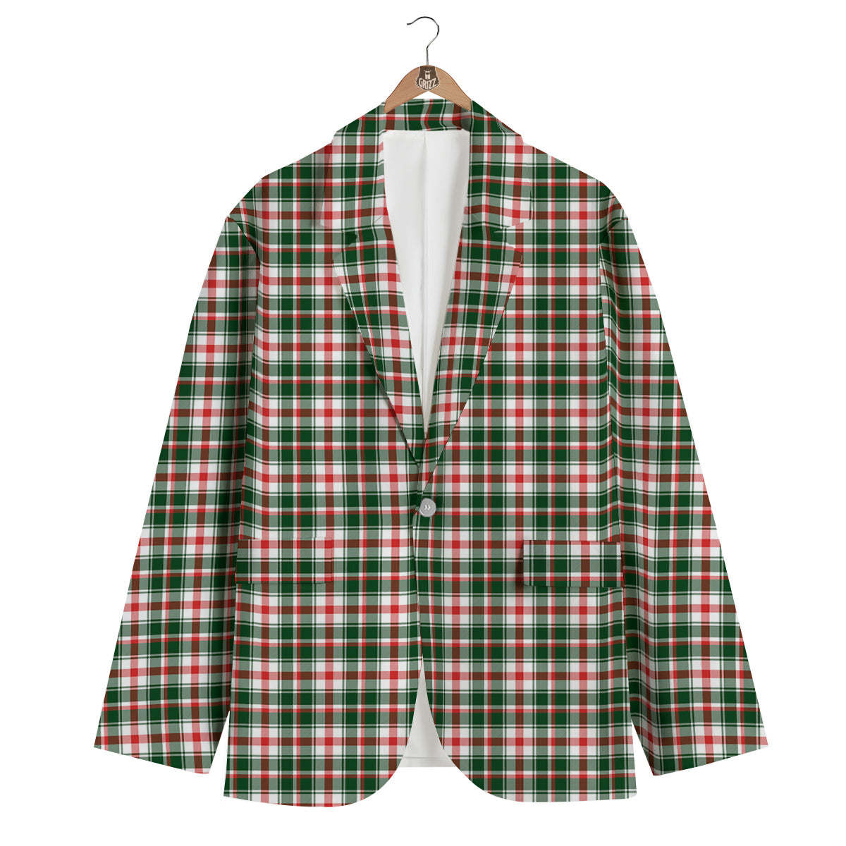 Madras Plaid Christmas Print Men's Blazer-grizzshop