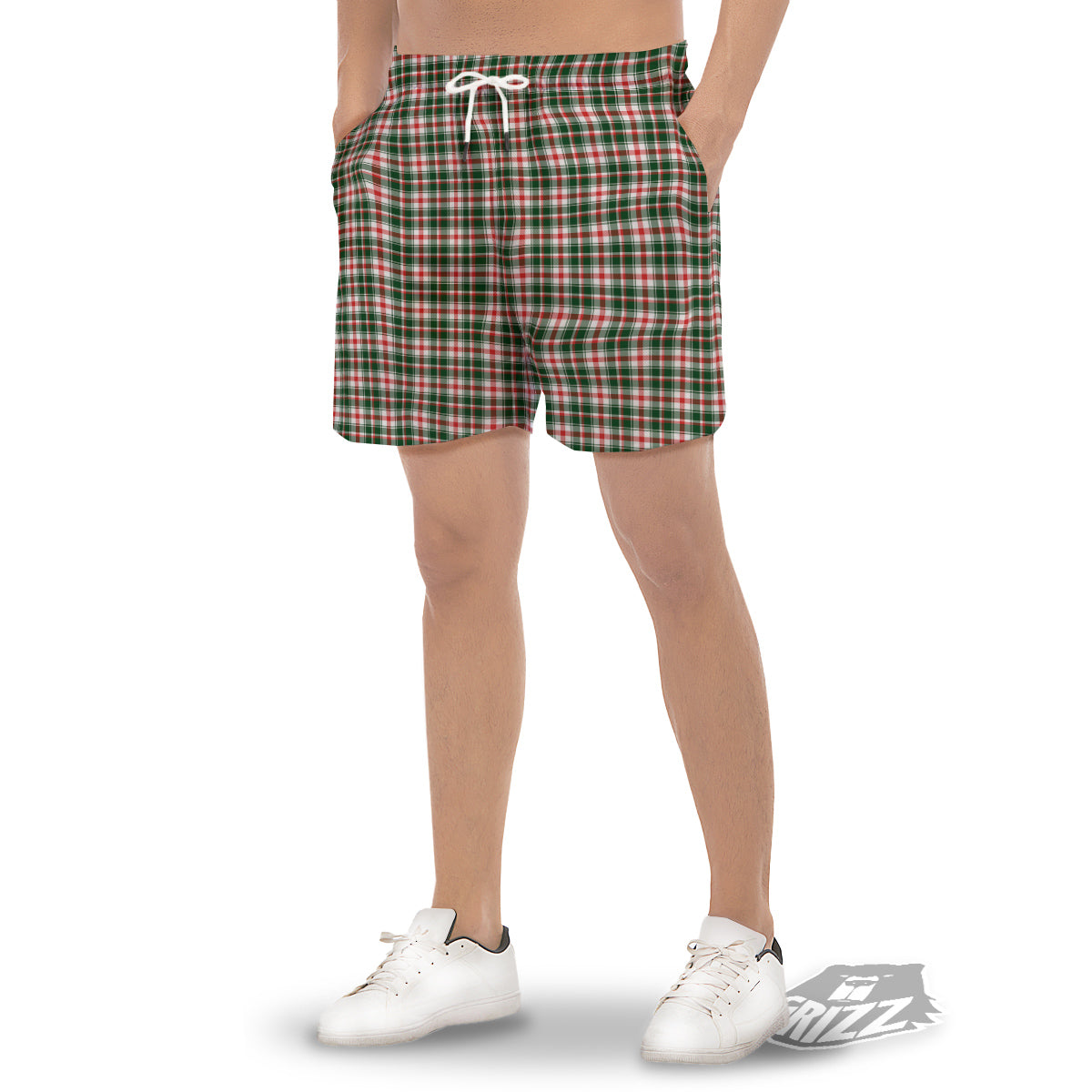Madras Plaid Christmas Print Men's Gym Shorts-grizzshop