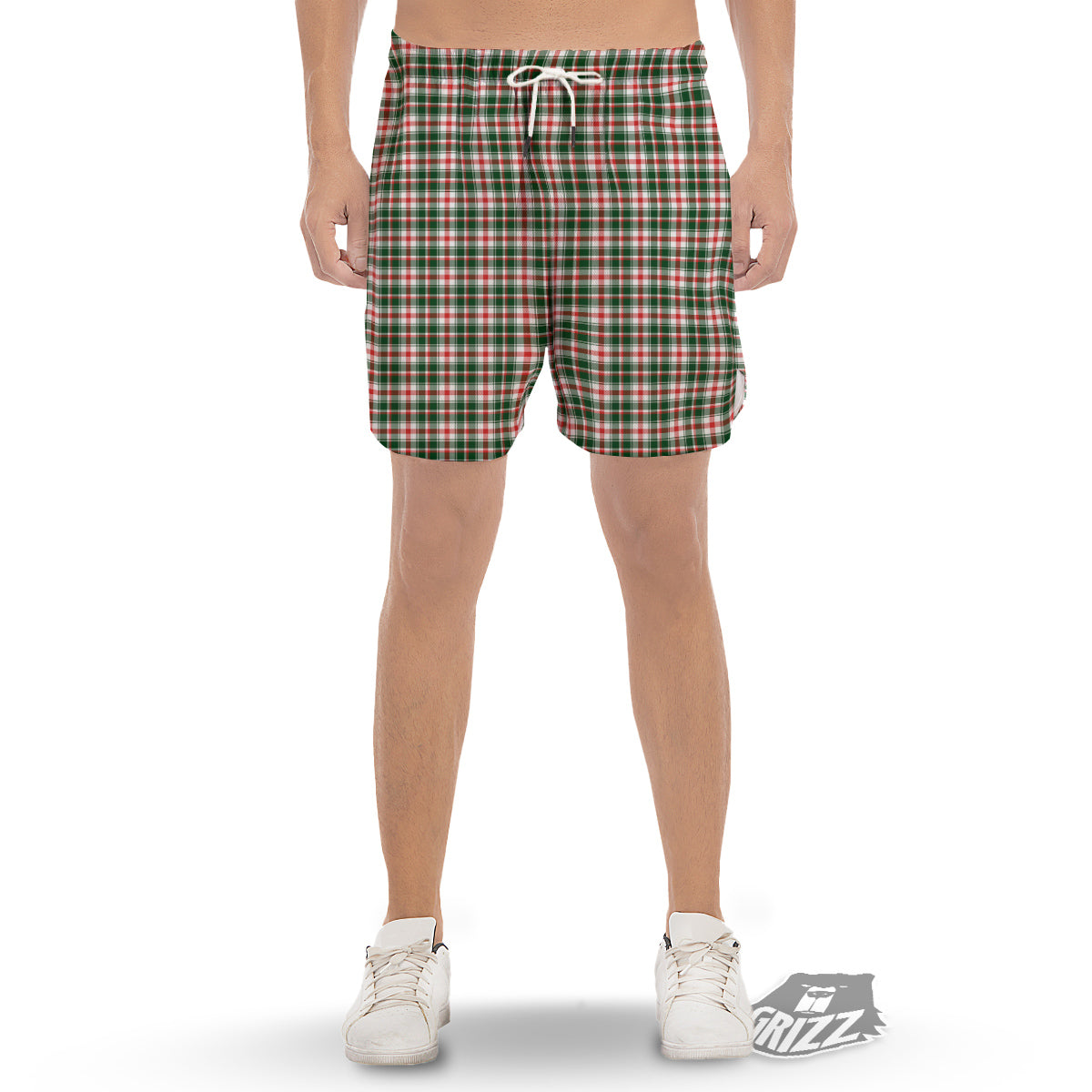 Madras Plaid Christmas Print Men's Gym Shorts-grizzshop