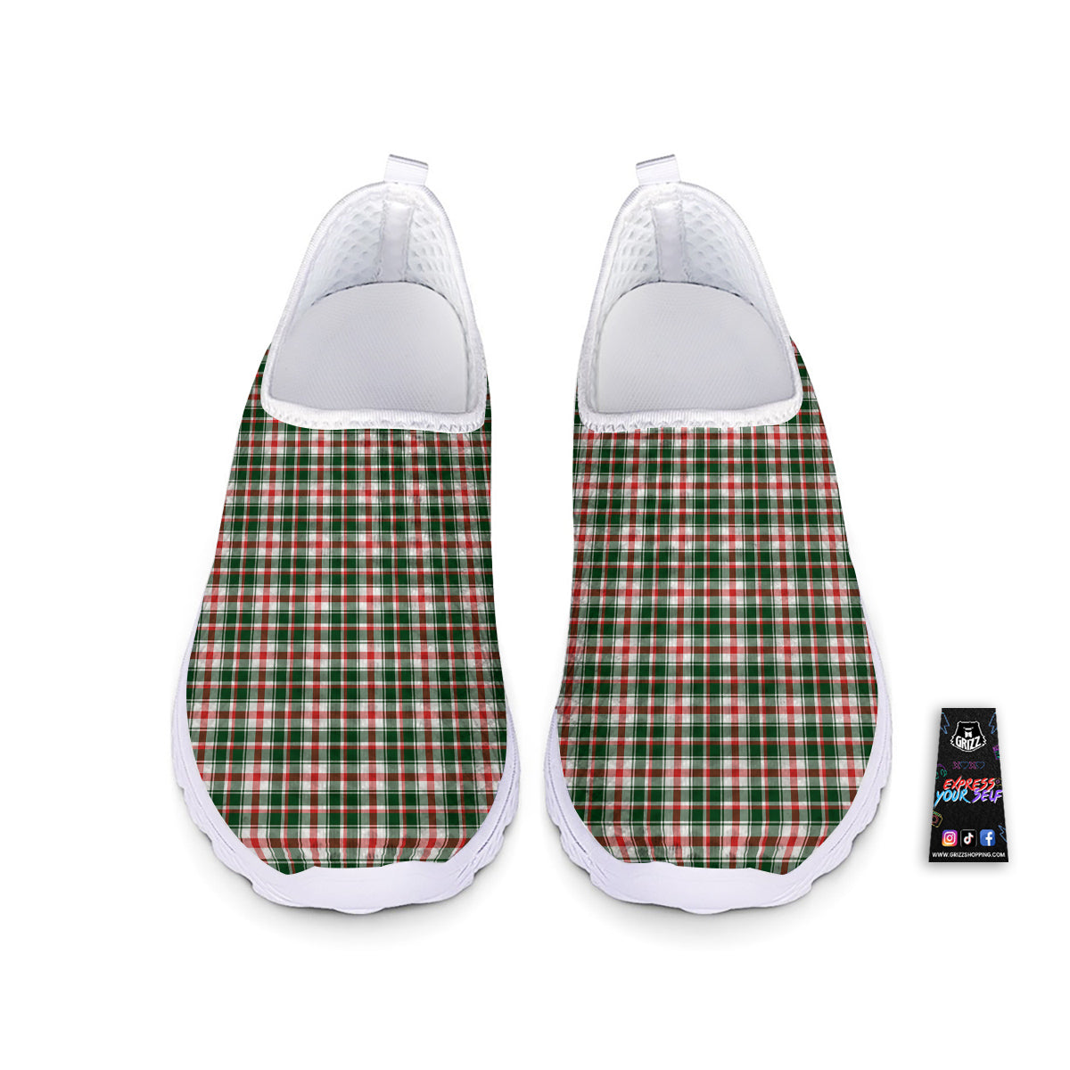 Madras Plaid Christmas Print Nurse Shoes-grizzshop