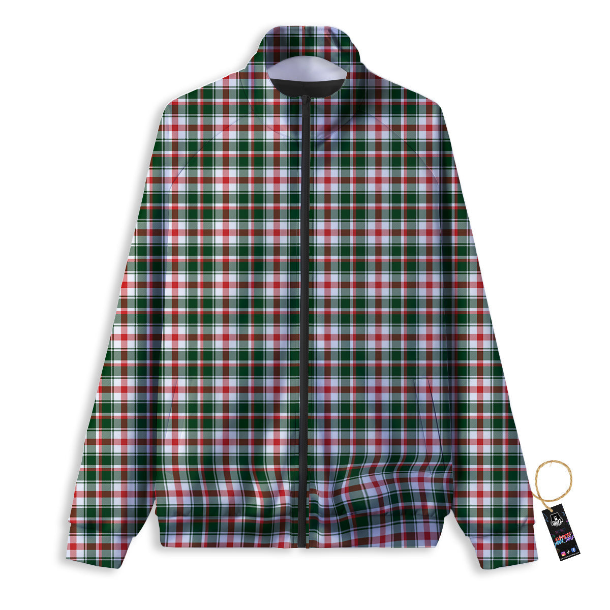 Madras Plaid Christmas Print Track Jacket-grizzshop
