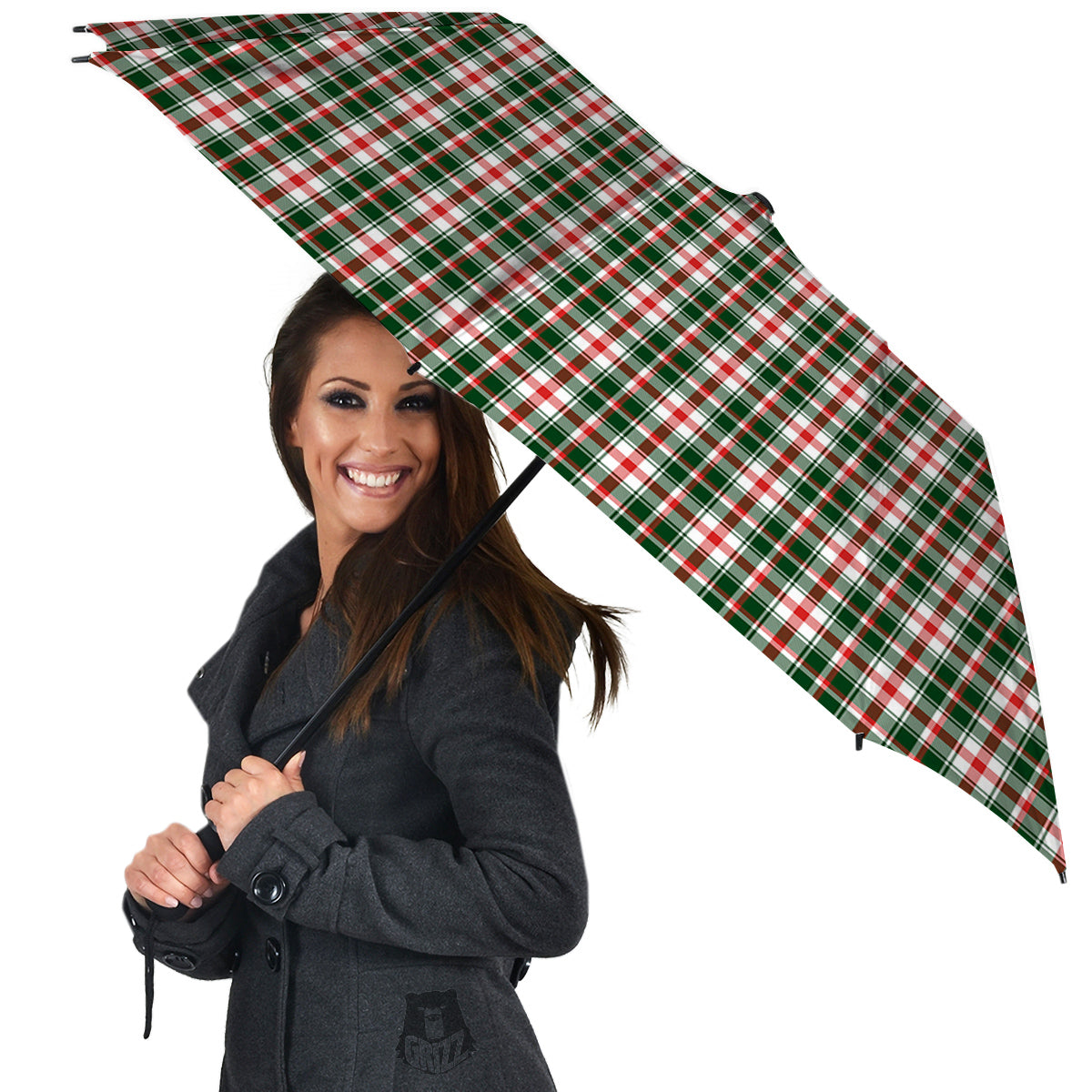 Madras Plaid Christmas Print Umbrella-grizzshop
