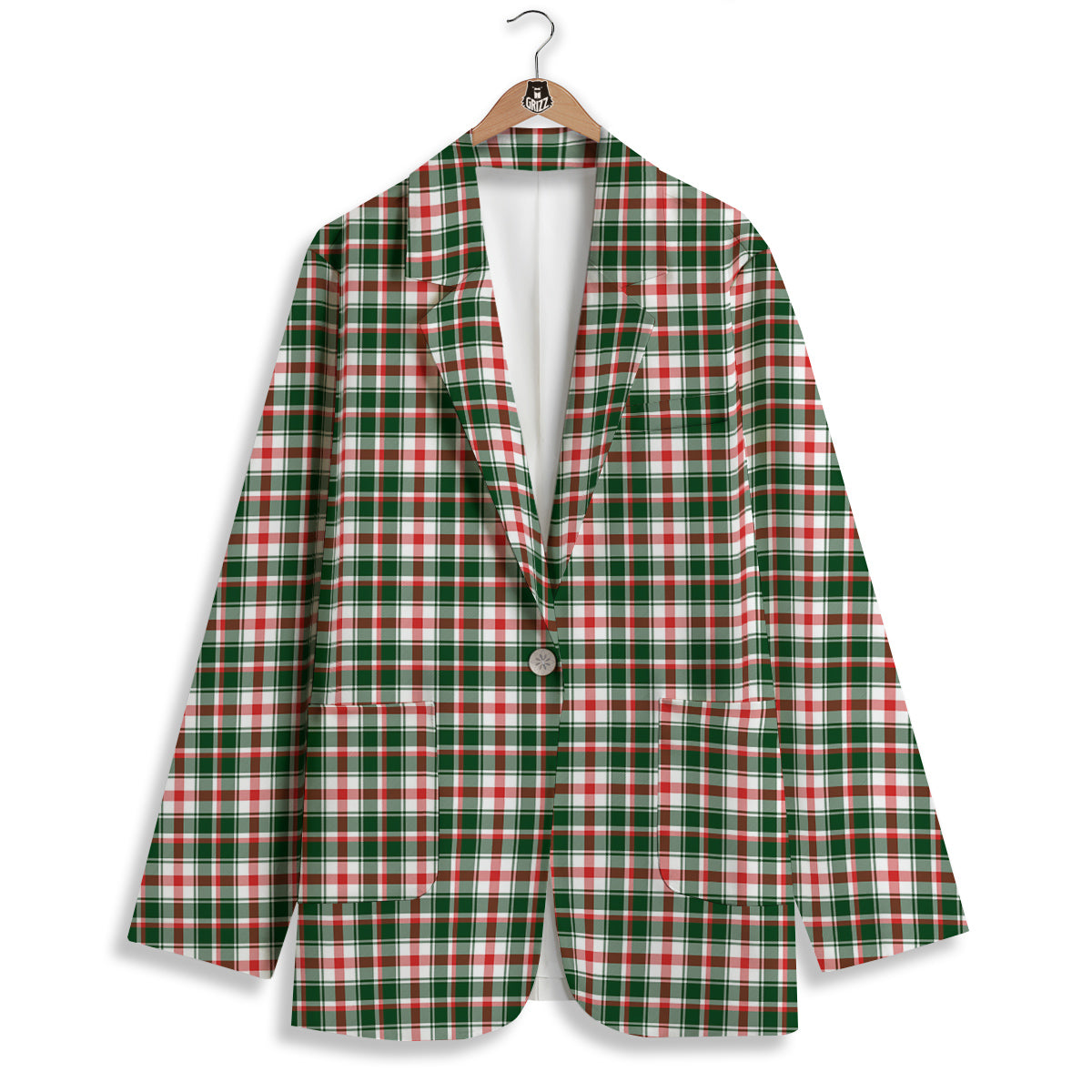 Madras Plaid Christmas Print Women's Blazer-grizzshop
