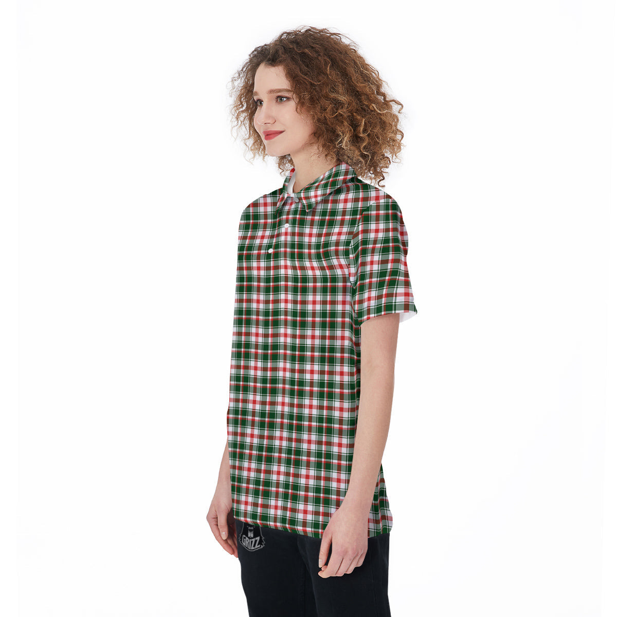 Madras Plaid Christmas Print Women's Golf Shirts-grizzshop