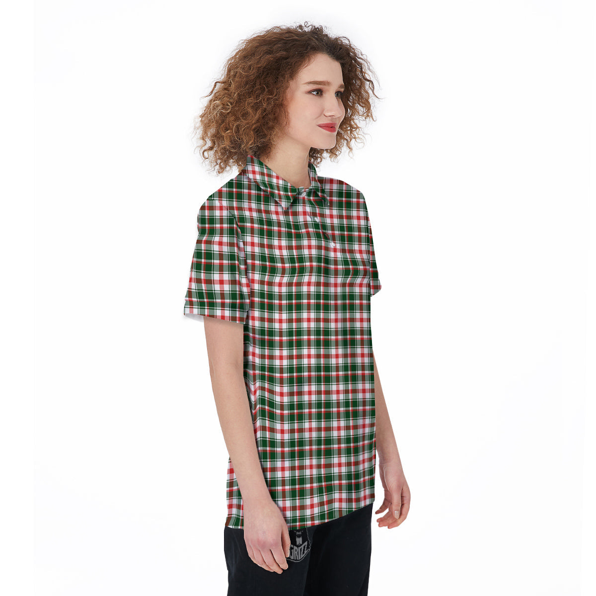 Madras Plaid Christmas Print Women's Golf Shirts-grizzshop