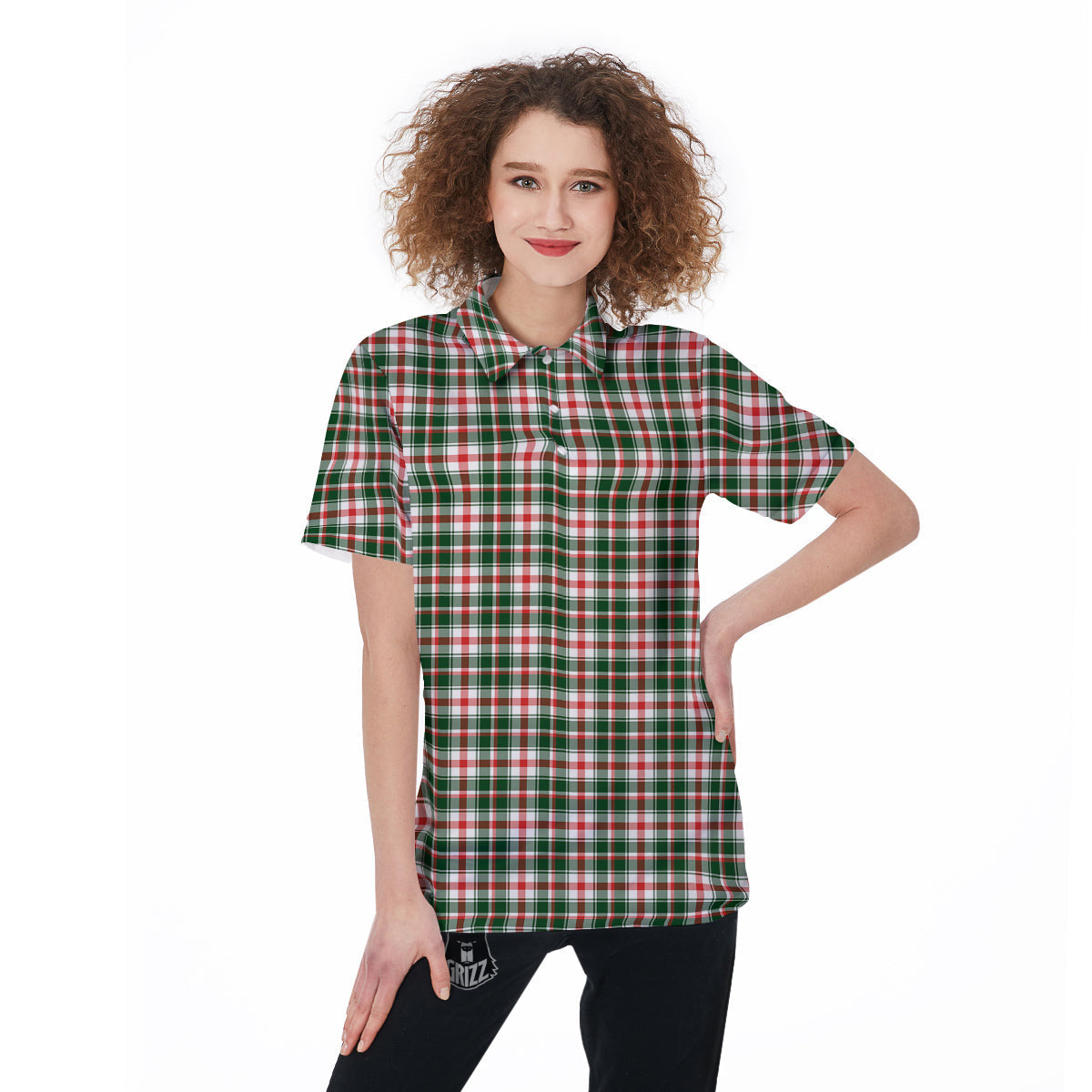 Madras Plaid Christmas Print Women's Golf Shirts-grizzshop