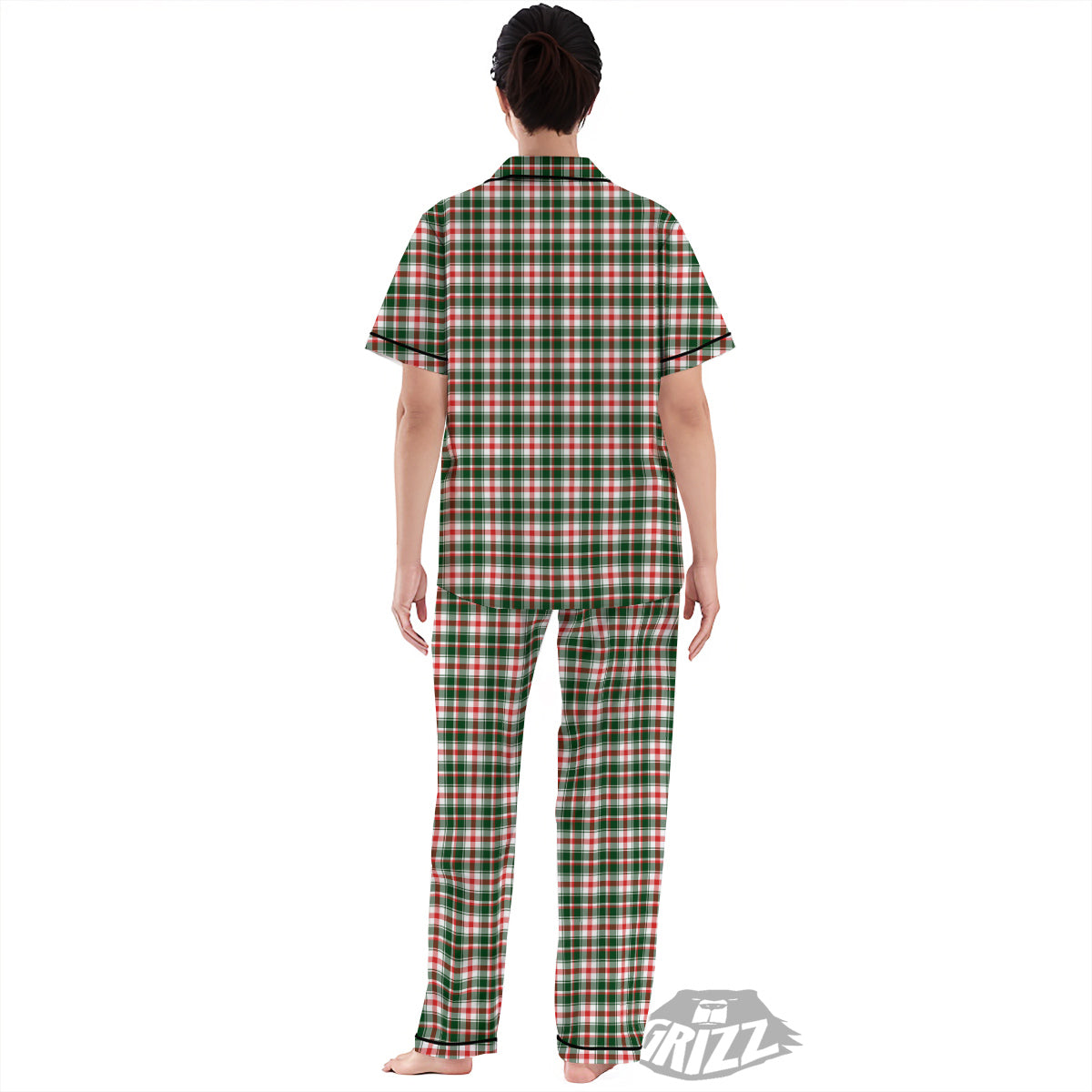 Madras Plaid Christmas Print Women's Pajamas Set-grizzshop
