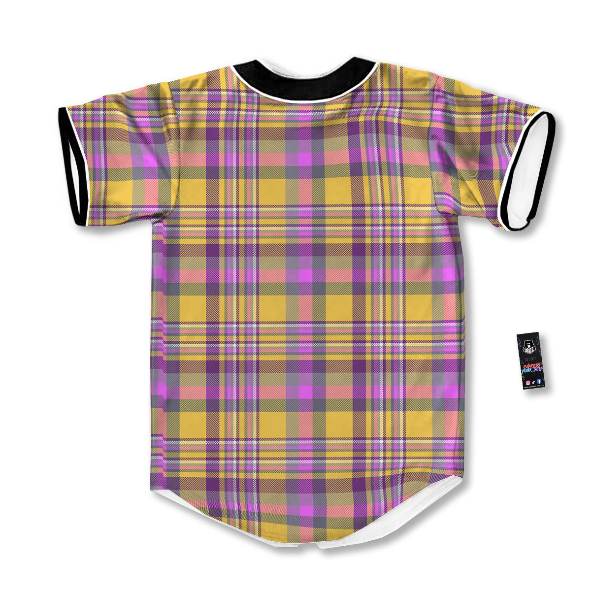 Madras Plaid Orange And Purple Print Pattern Baseball Jersey-grizzshop
