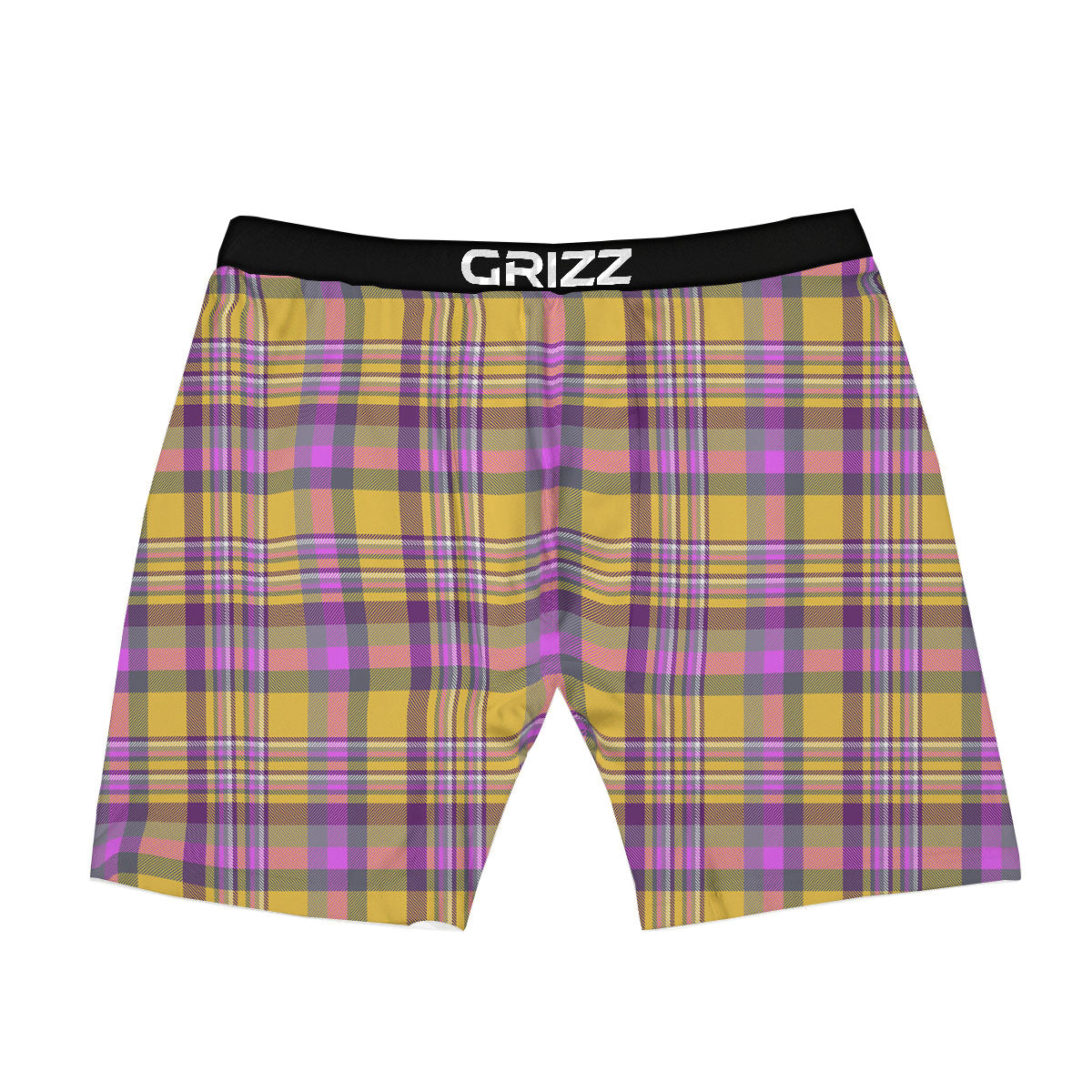 Madras Plaid Orange And Purple Print Pattern Boxer Briefs-grizzshop