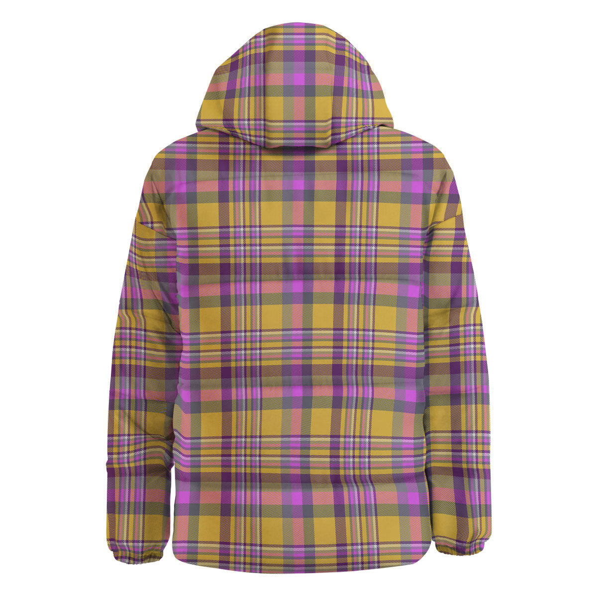 Madras Plaid Orange And Purple Print Pattern Down Jacket-grizzshop