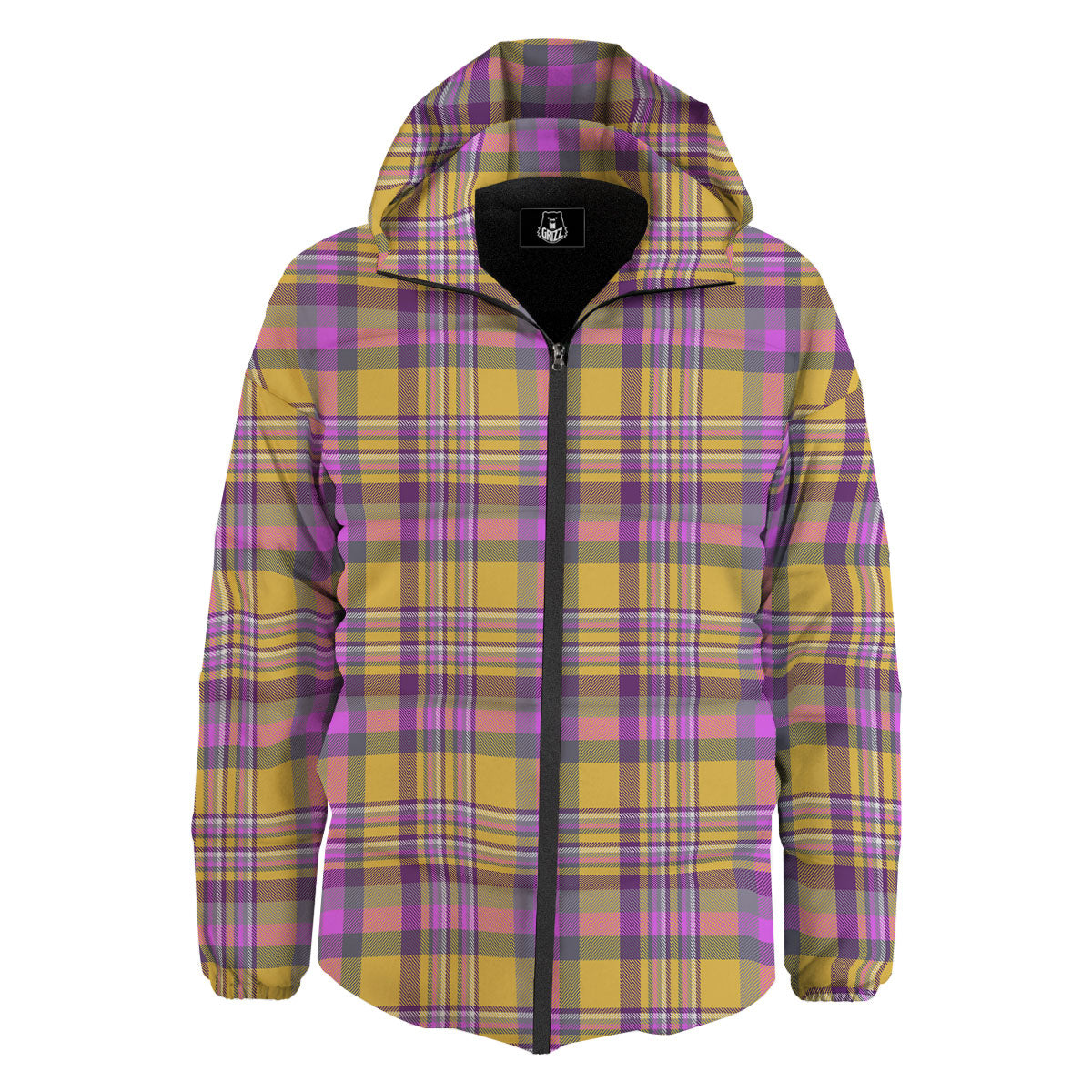 Madras Plaid Orange And Purple Print Pattern Down Jacket-grizzshop
