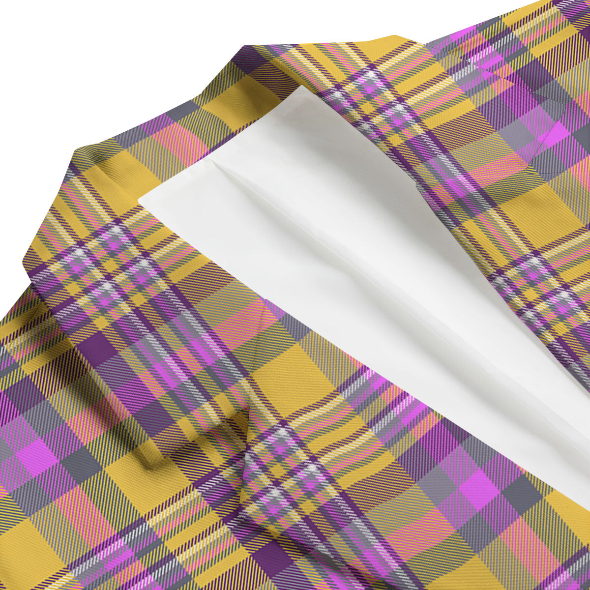 Madras Plaid Orange And Purple Print Pattern Men's Blazer-grizzshop