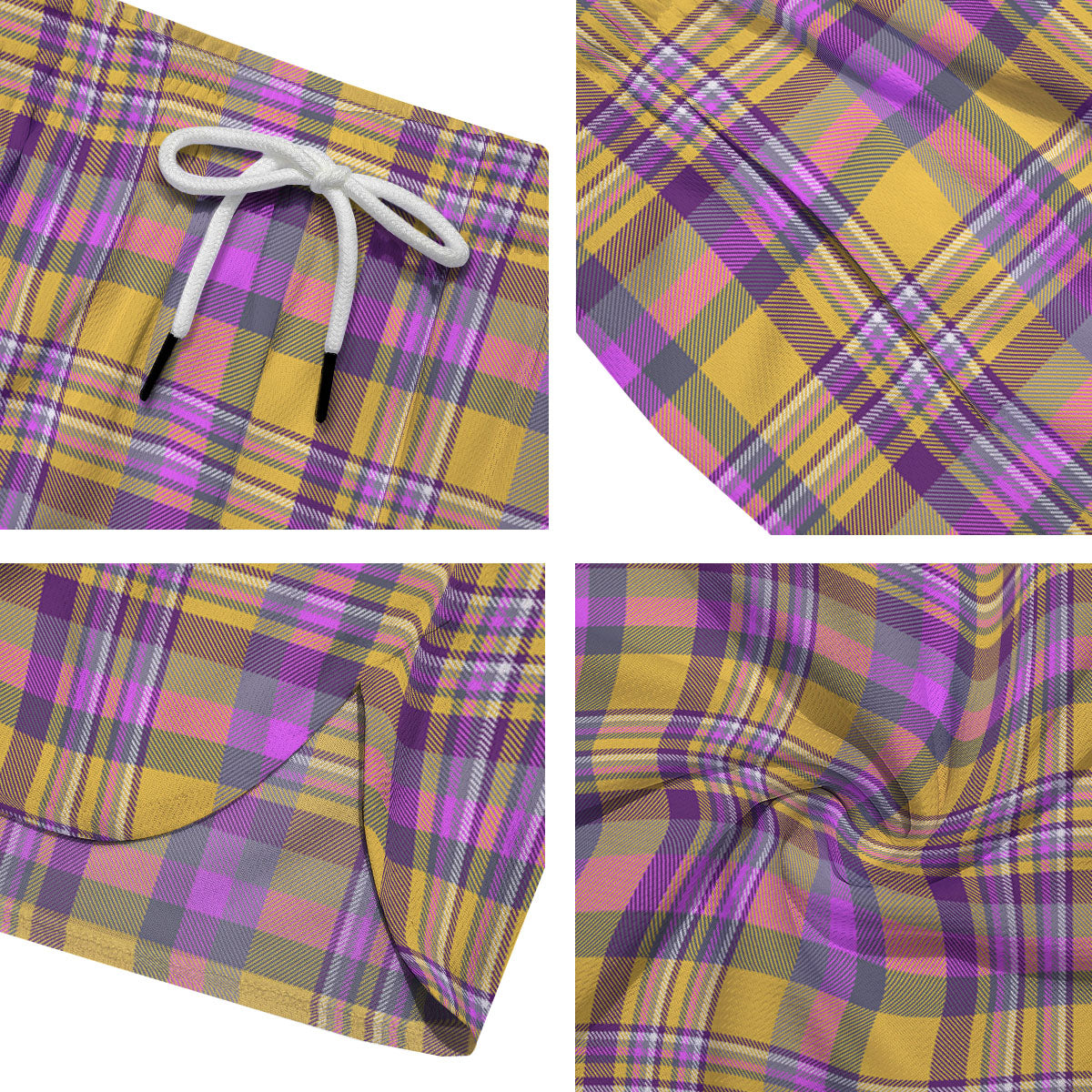 Madras Plaid Orange And Purple Print Pattern Men's Running Shorts-grizzshop