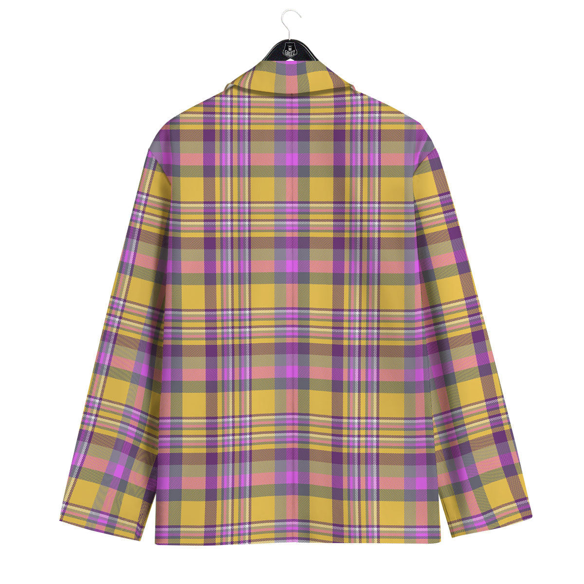 Madras Plaid Orange And Purple Print Pattern Men's Sport Coat-grizzshop