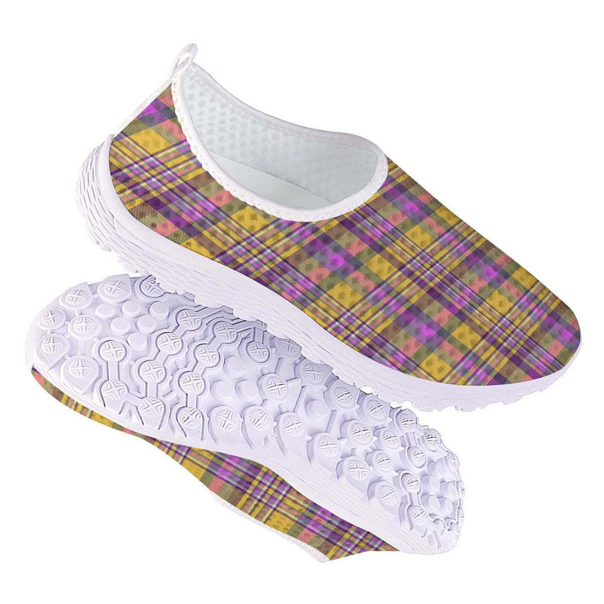 Madras Plaid Orange And Purple Print Pattern Nurse Shoes-grizzshop