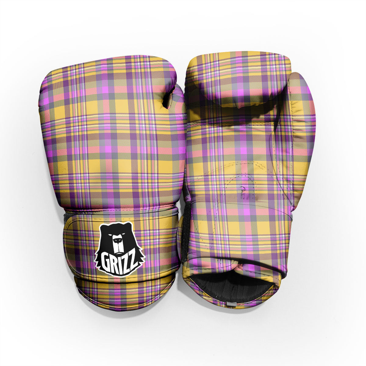 Madras Plaid Orange And Purple Print Pattern Pro Boxing Glove