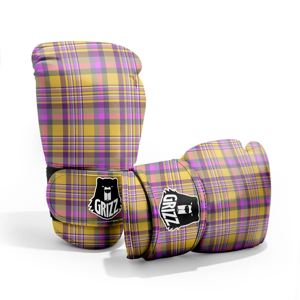 Madras Plaid Orange And Purple Print Pattern Pro Boxing Glove