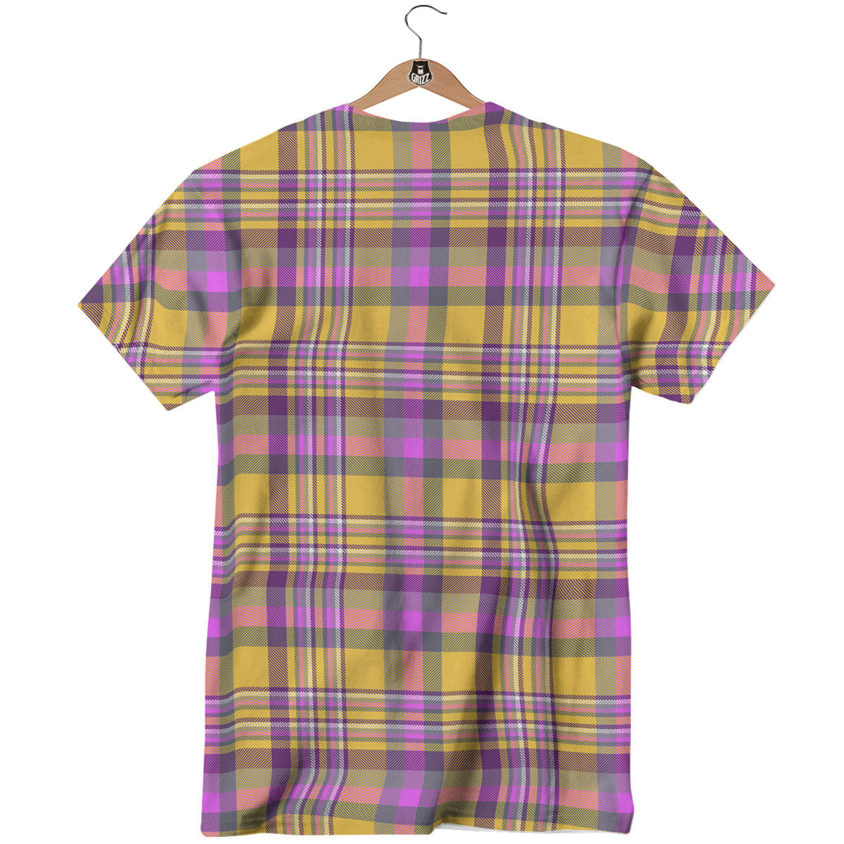 Madras Plaid Orange And Purple Print Pattern T-Shirt-grizzshop