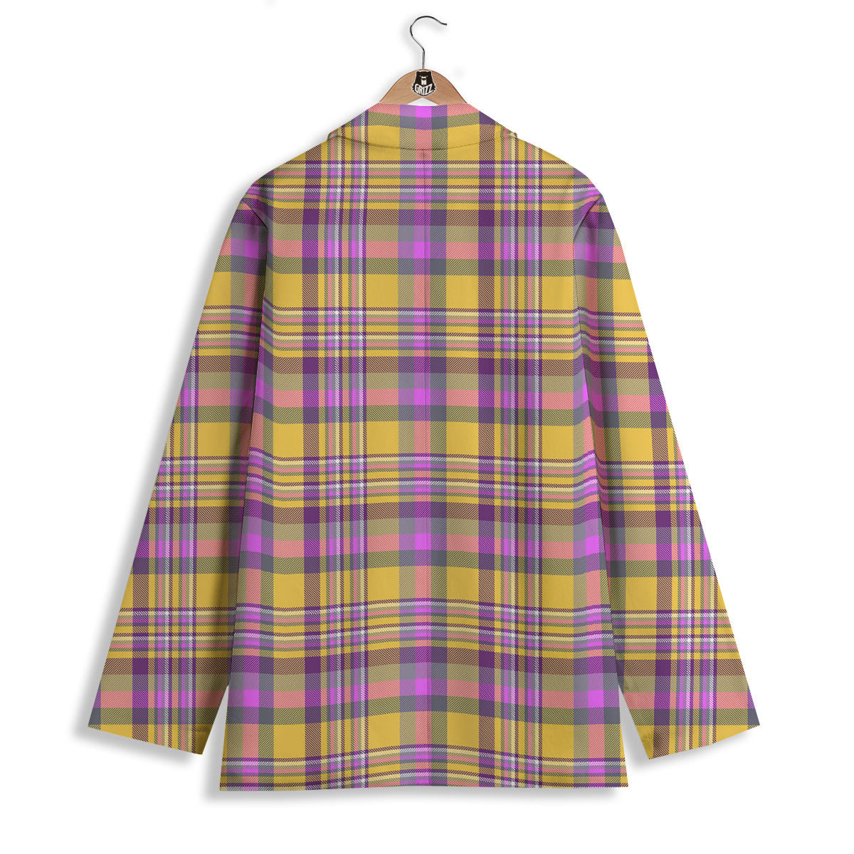 Madras Plaid Orange And Purple Print Pattern Women's Blazer-grizzshop