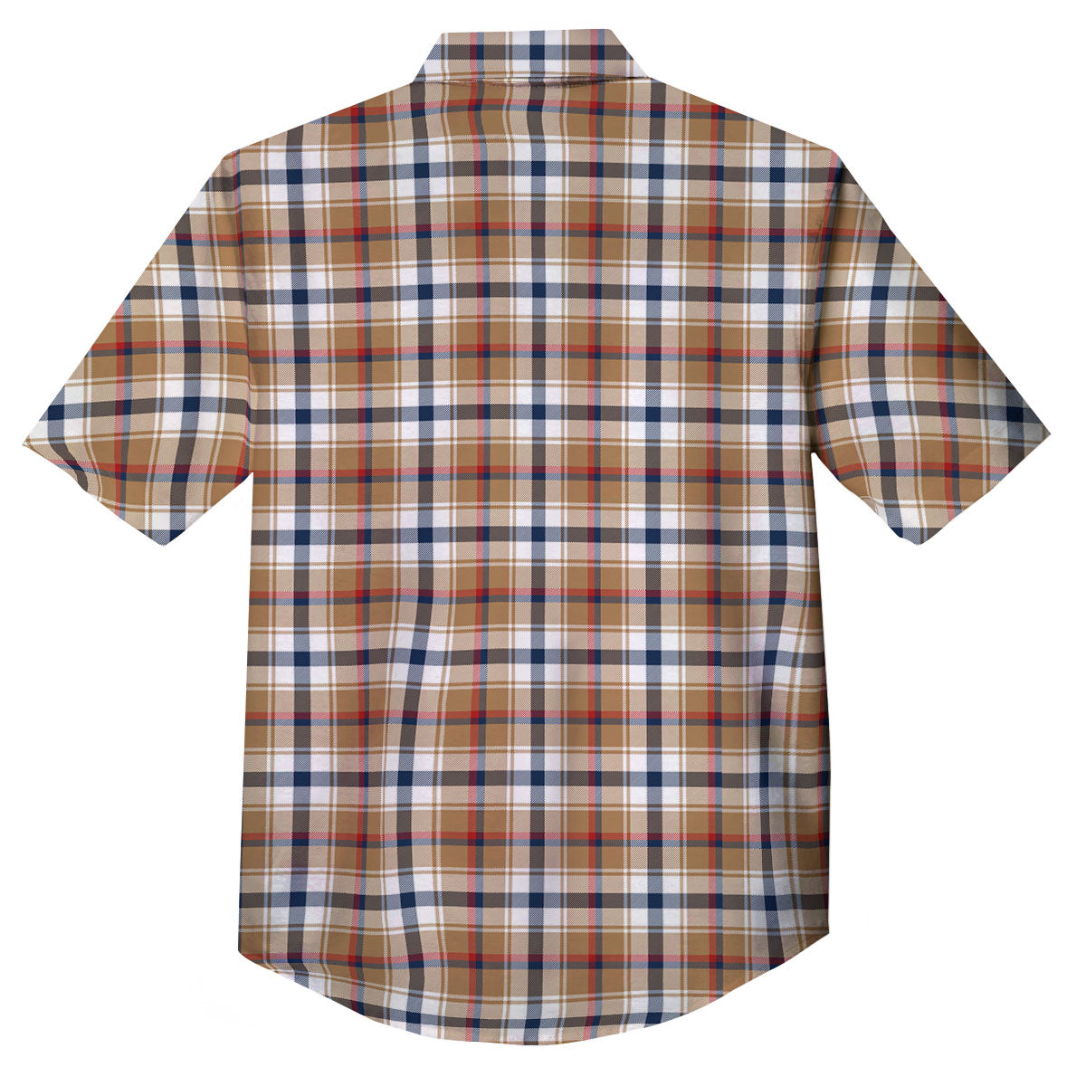 Madras Plaid Red Blue And Beige Print Button Up Shirt-grizzshop