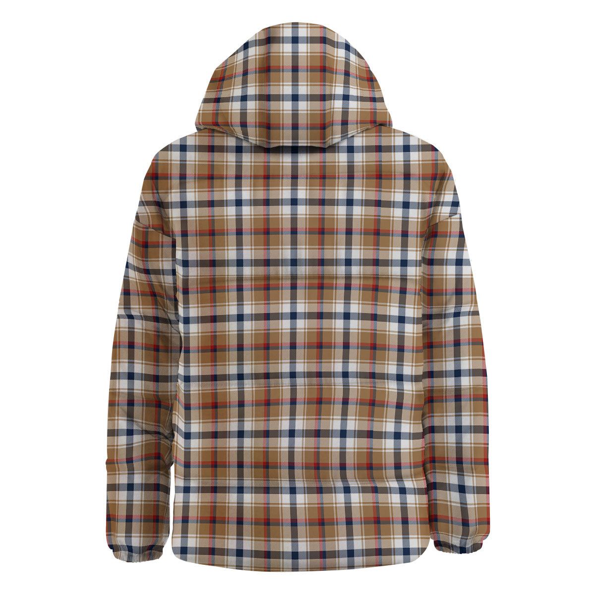 Madras Plaid Red Blue And Beige Print Down Jacket-grizzshop