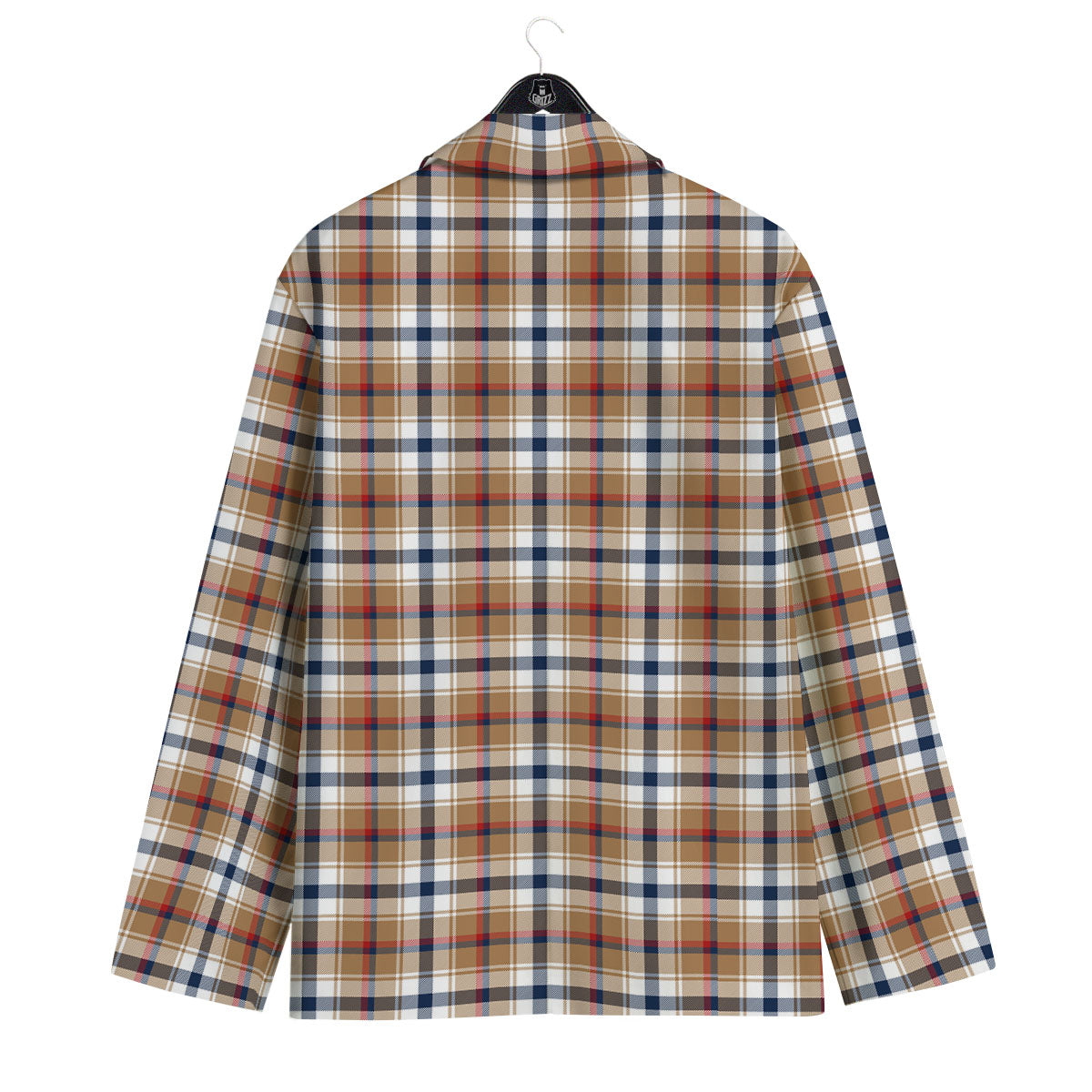 Madras Plaid Red Blue And Beige Print Men's Sport Coat-grizzshop