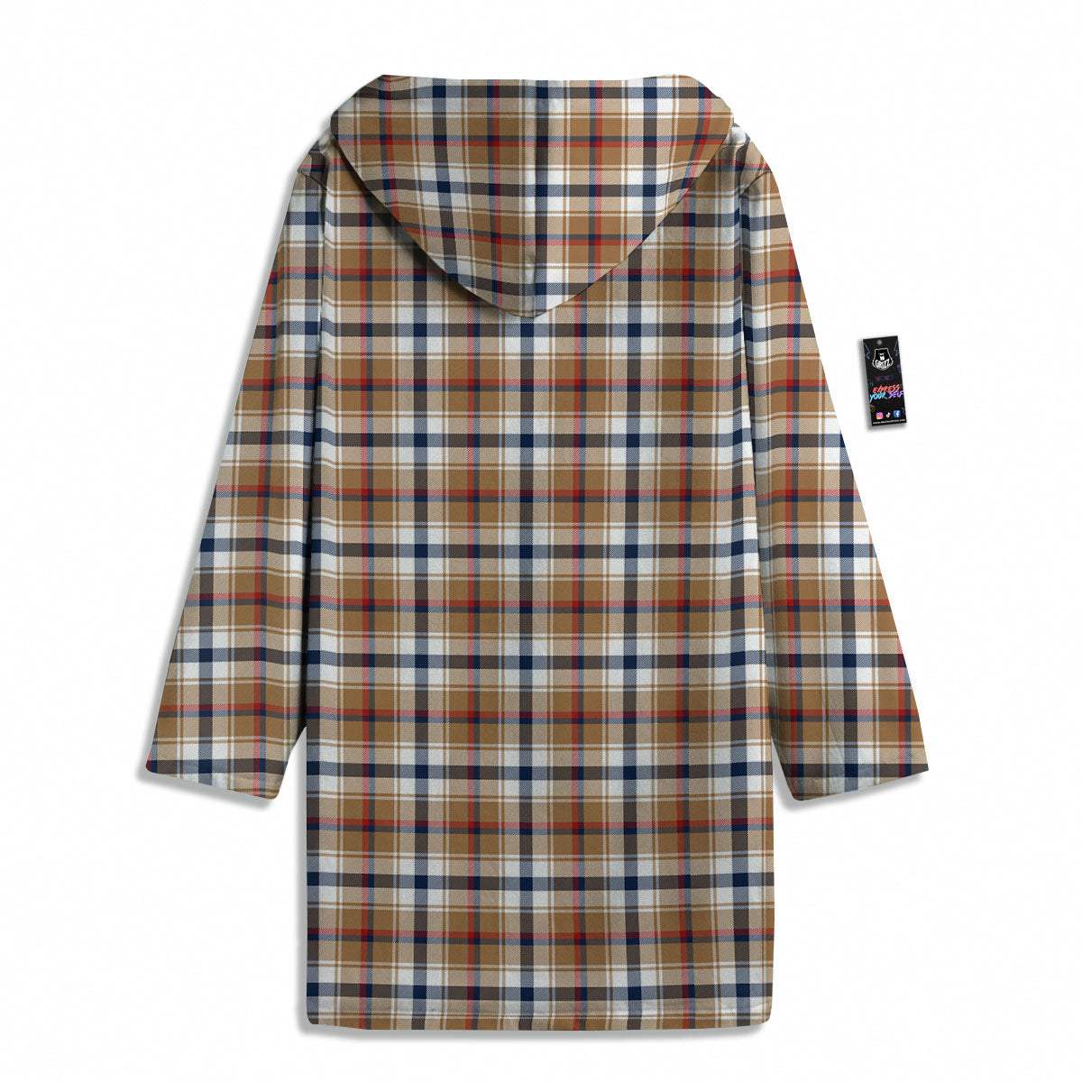 Madras Plaid Red Blue And Beige Print Men's Windbreaker Jacket-grizzshop