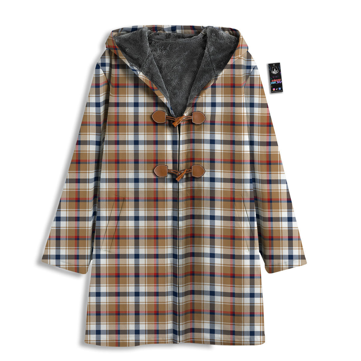 Madras Plaid Red Blue And Beige Print Men's Windbreaker Jacket-grizzshop