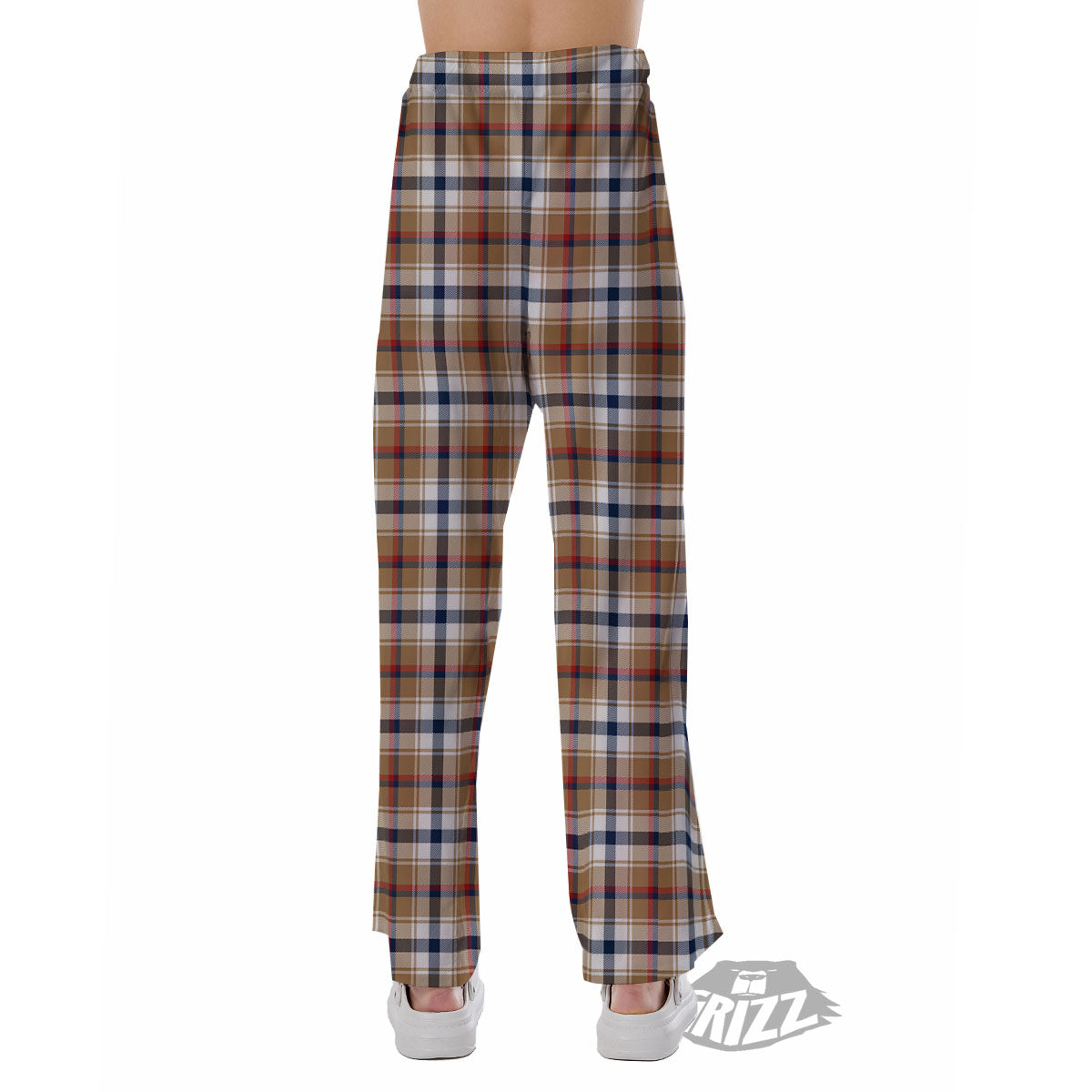 Madras Plaid Red Blue And Beige Print Pajama Pants-grizzshop