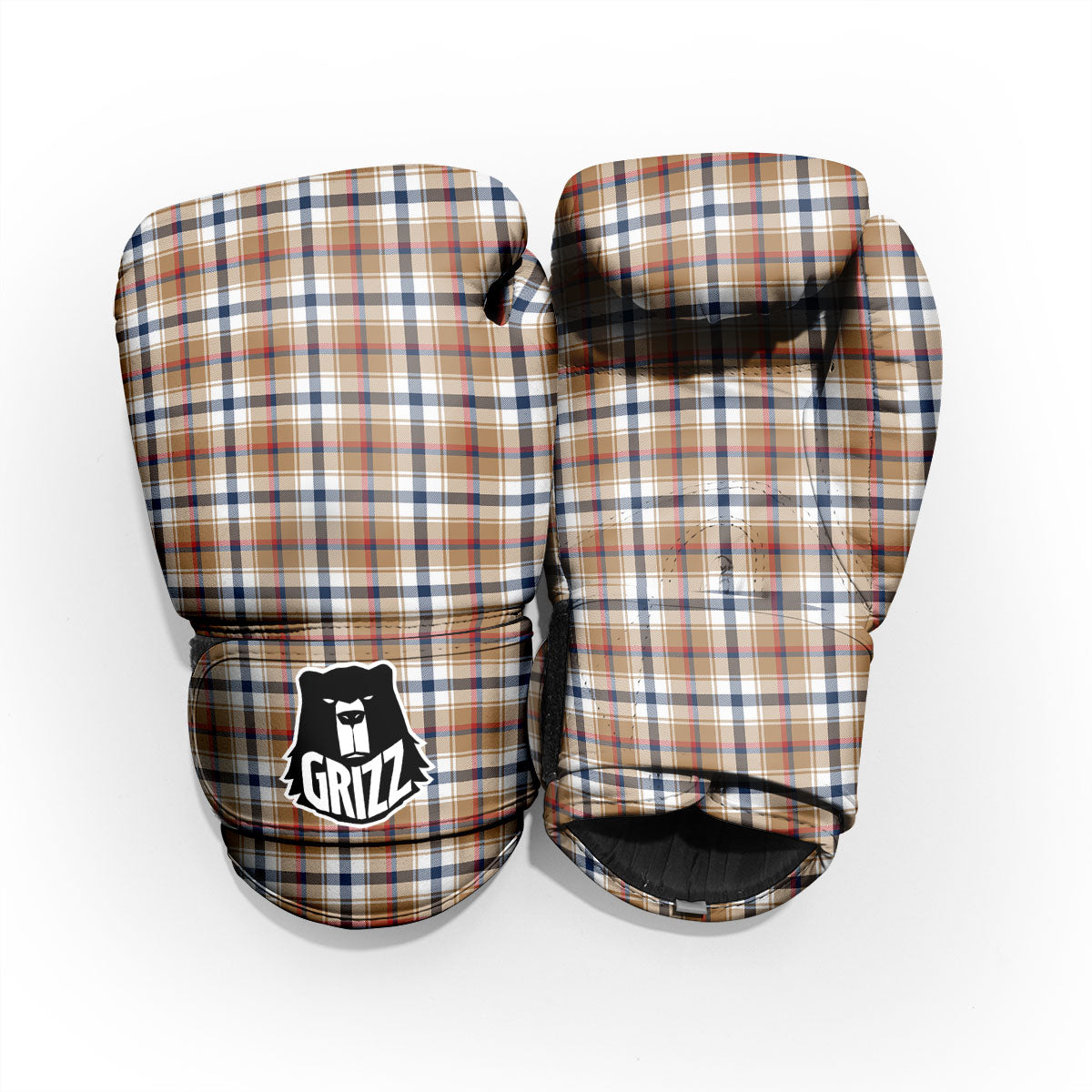 Madras Plaid Red Blue And Beige Print Pro Boxing Glove