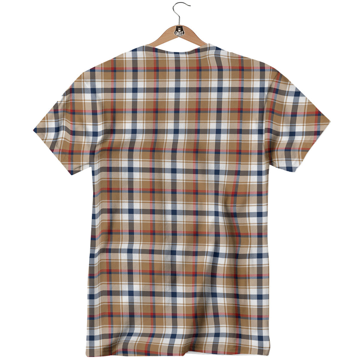 Madras Plaid Red Blue And Beige Print T-Shirt-grizzshop