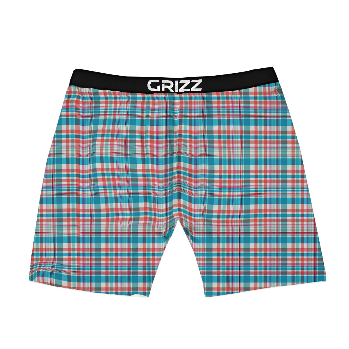 Madras Red And Blue Print Pattern Boxer Briefs-grizzshop