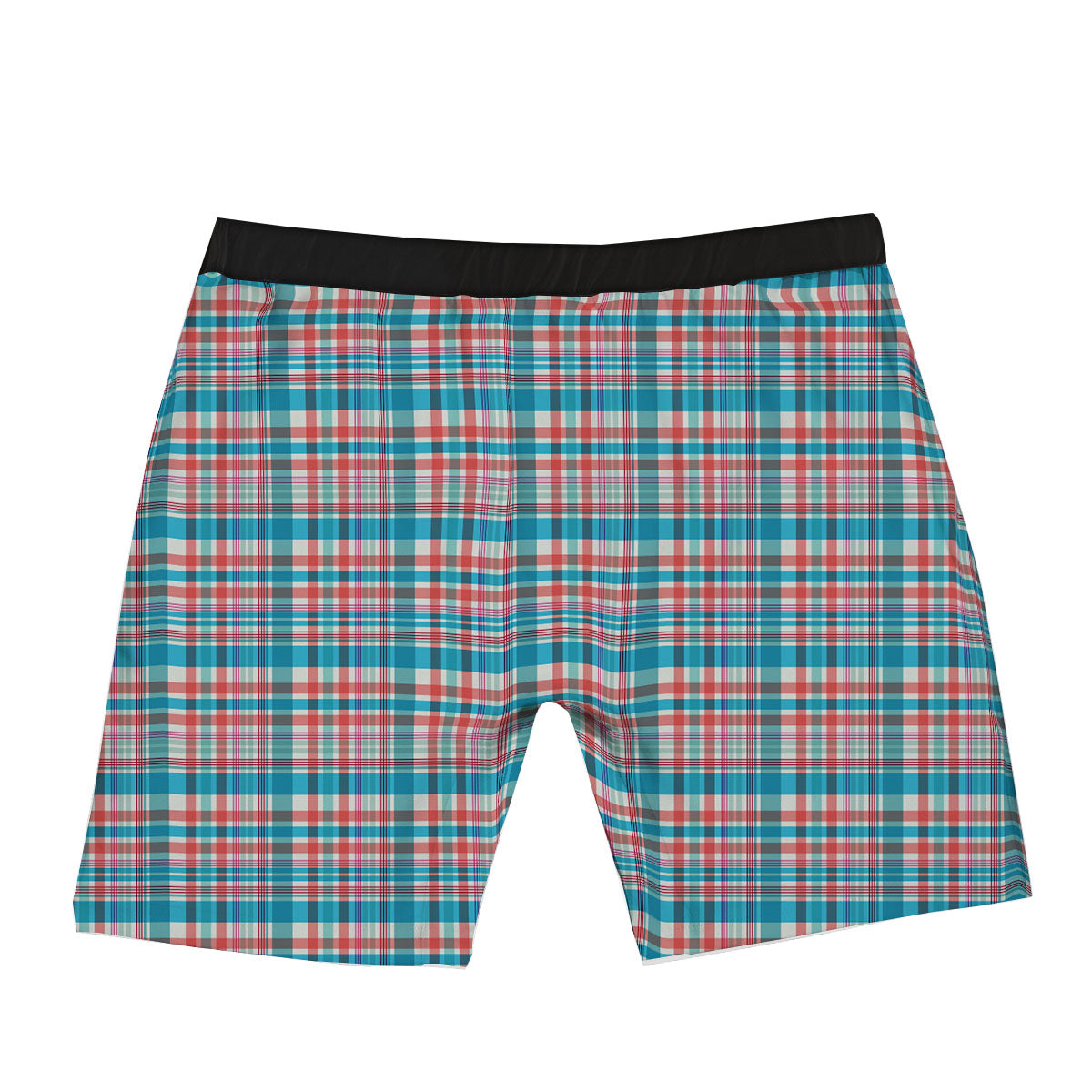 Madras Red And Blue Print Pattern Boxer Briefs-grizzshop