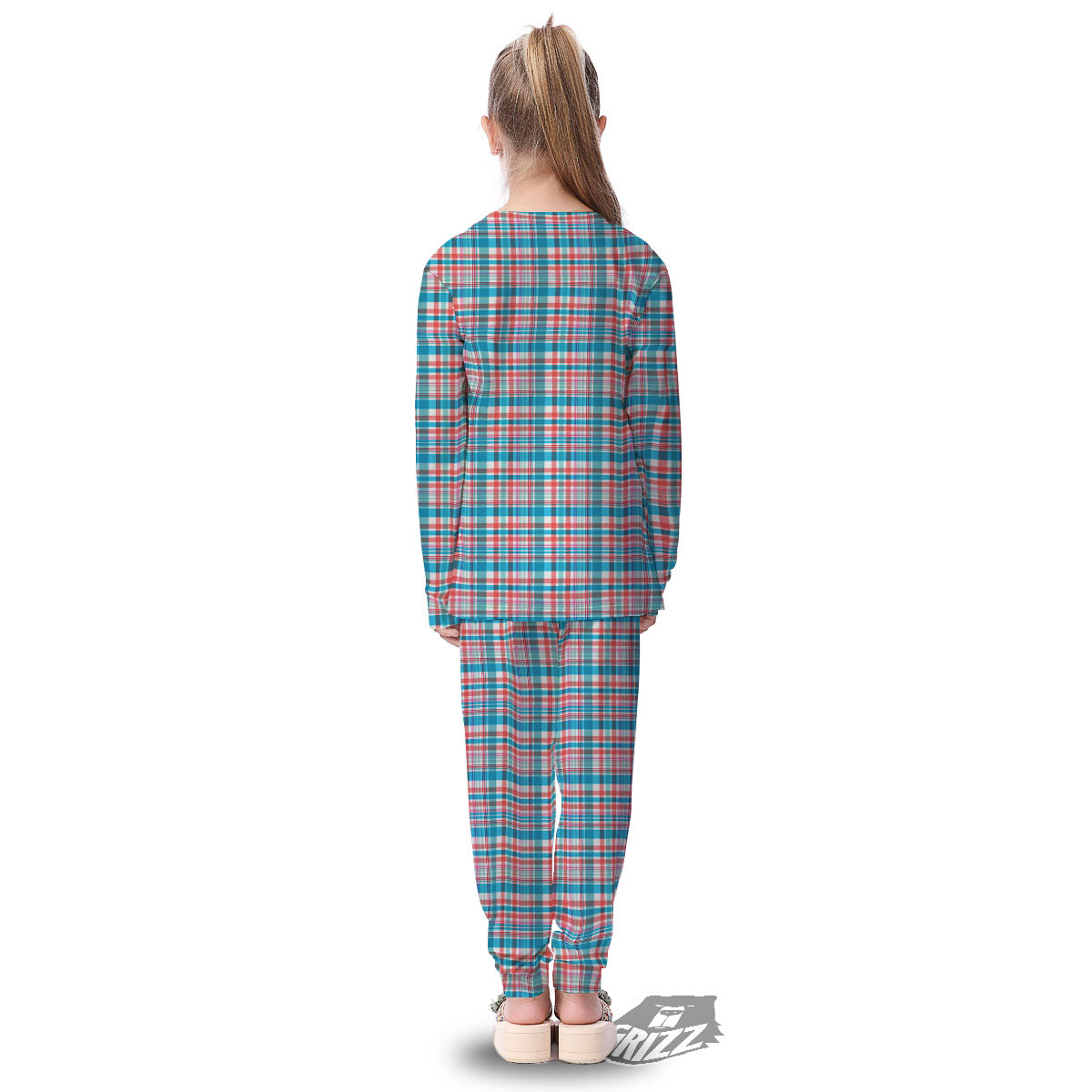 Madras Red And Blue Print Pattern Kid's Pajamas-grizzshop