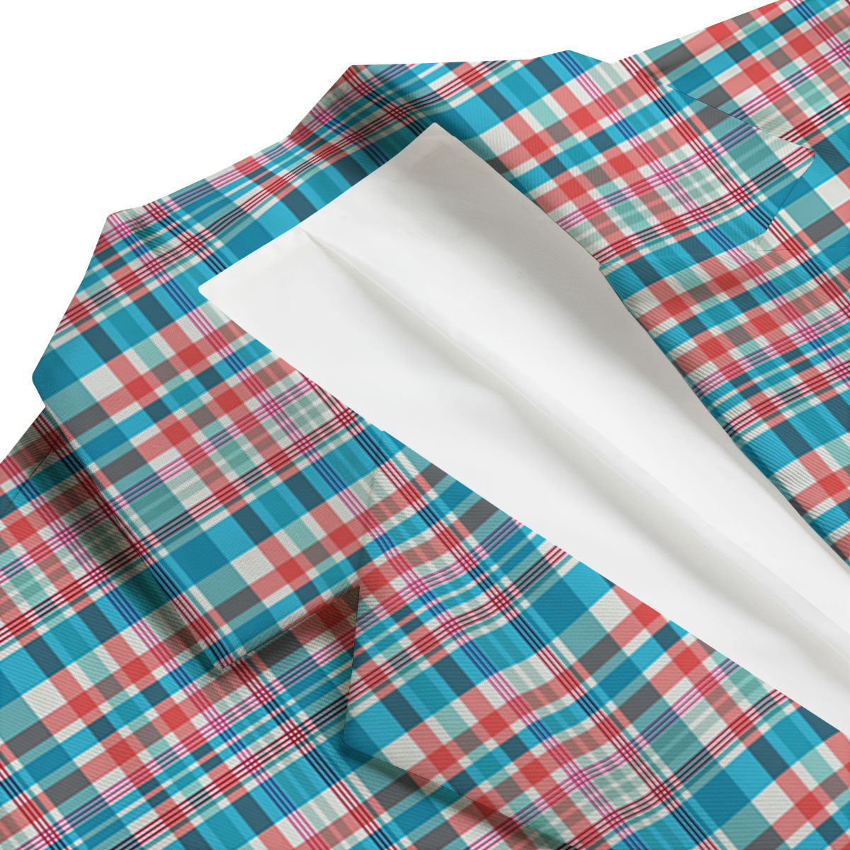 Madras Red And Blue Print Pattern Men's Blazer-grizzshop