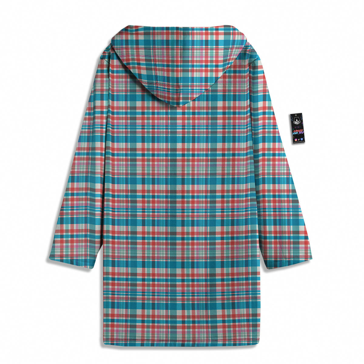 Madras Red And Blue Print Pattern Men's Windbreaker Jacket-grizzshop