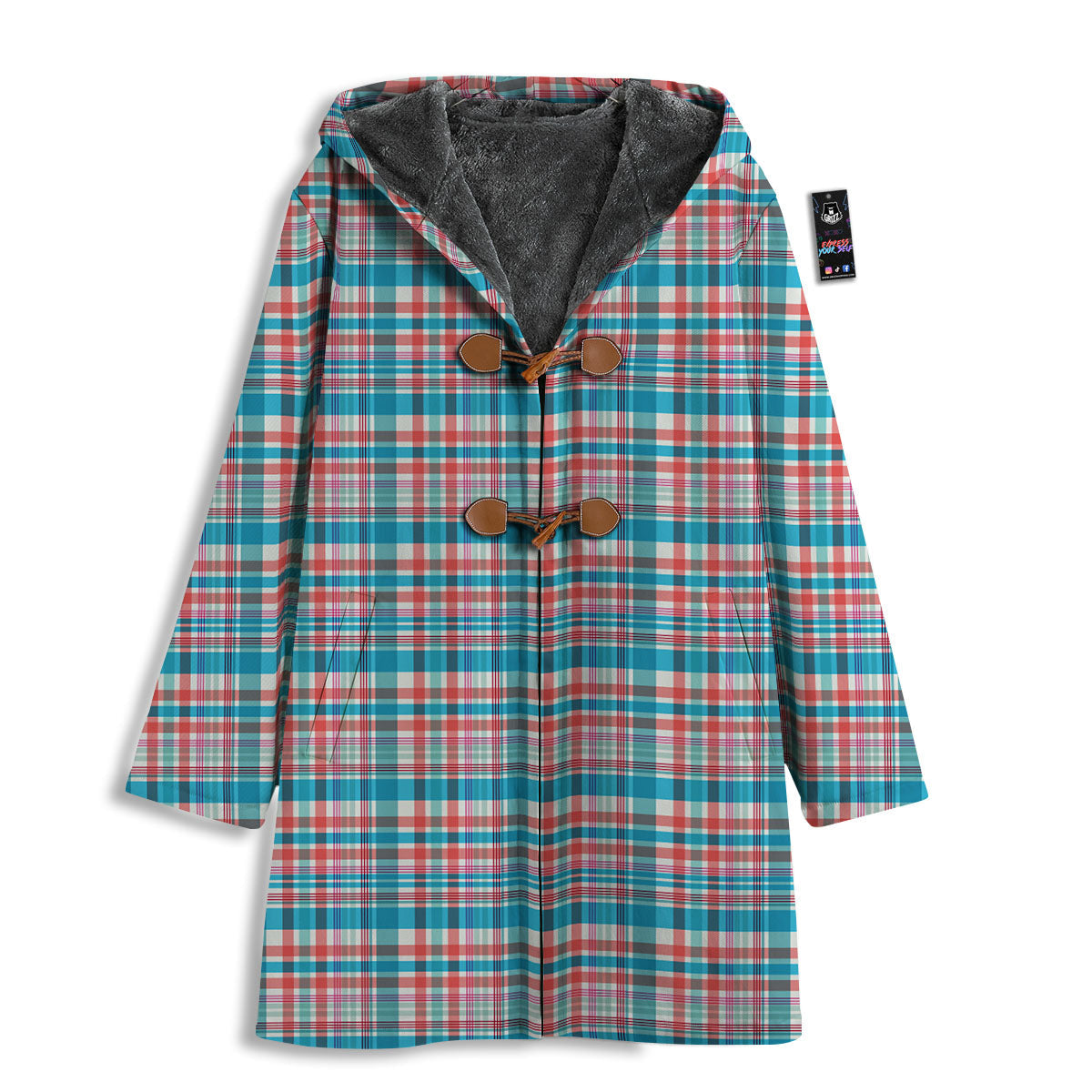 Madras Red And Blue Print Pattern Men's Windbreaker Jacket-grizzshop