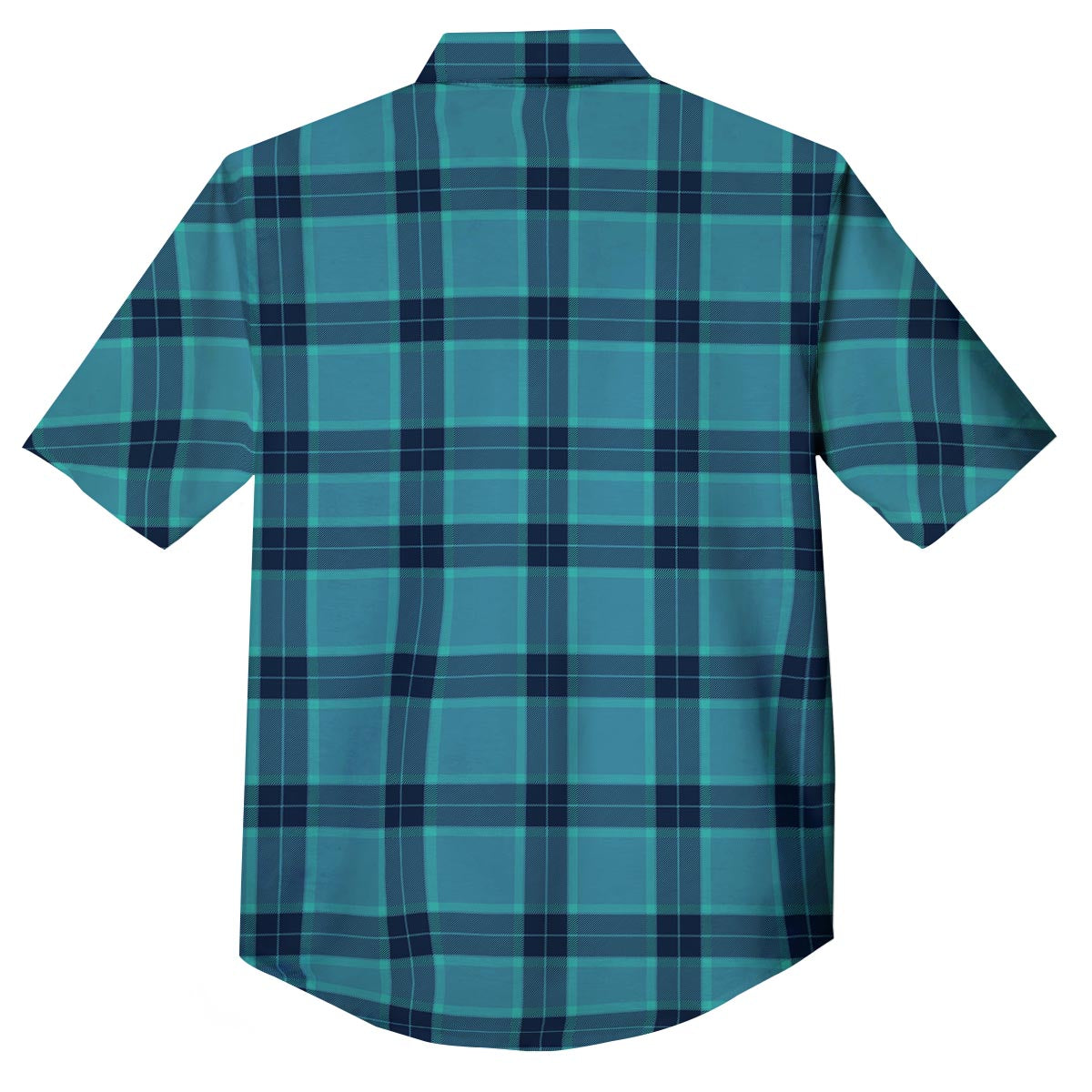 Madras Teal Print Pattern Button Up Shirt-grizzshop