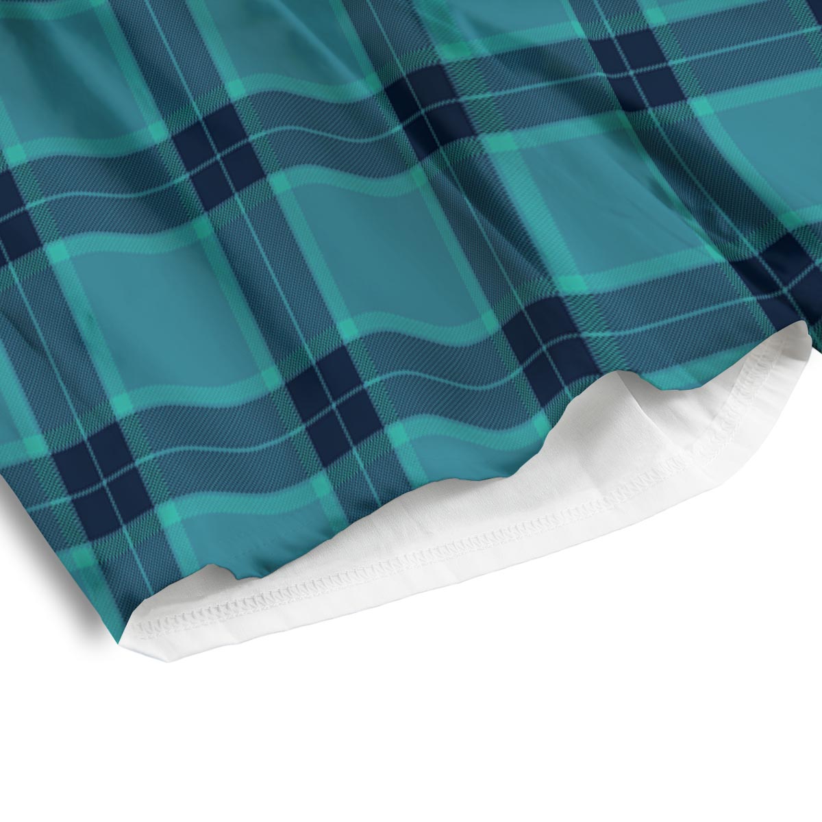 Madras Teal Print Pattern Men's Athletic Shorts