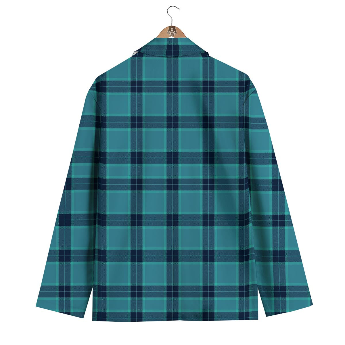Madras Teal Print Pattern Men's Blazer-grizzshop