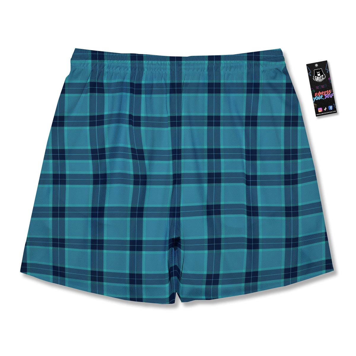 Madras Teal Print Pattern Men's Running Shorts-grizzshop