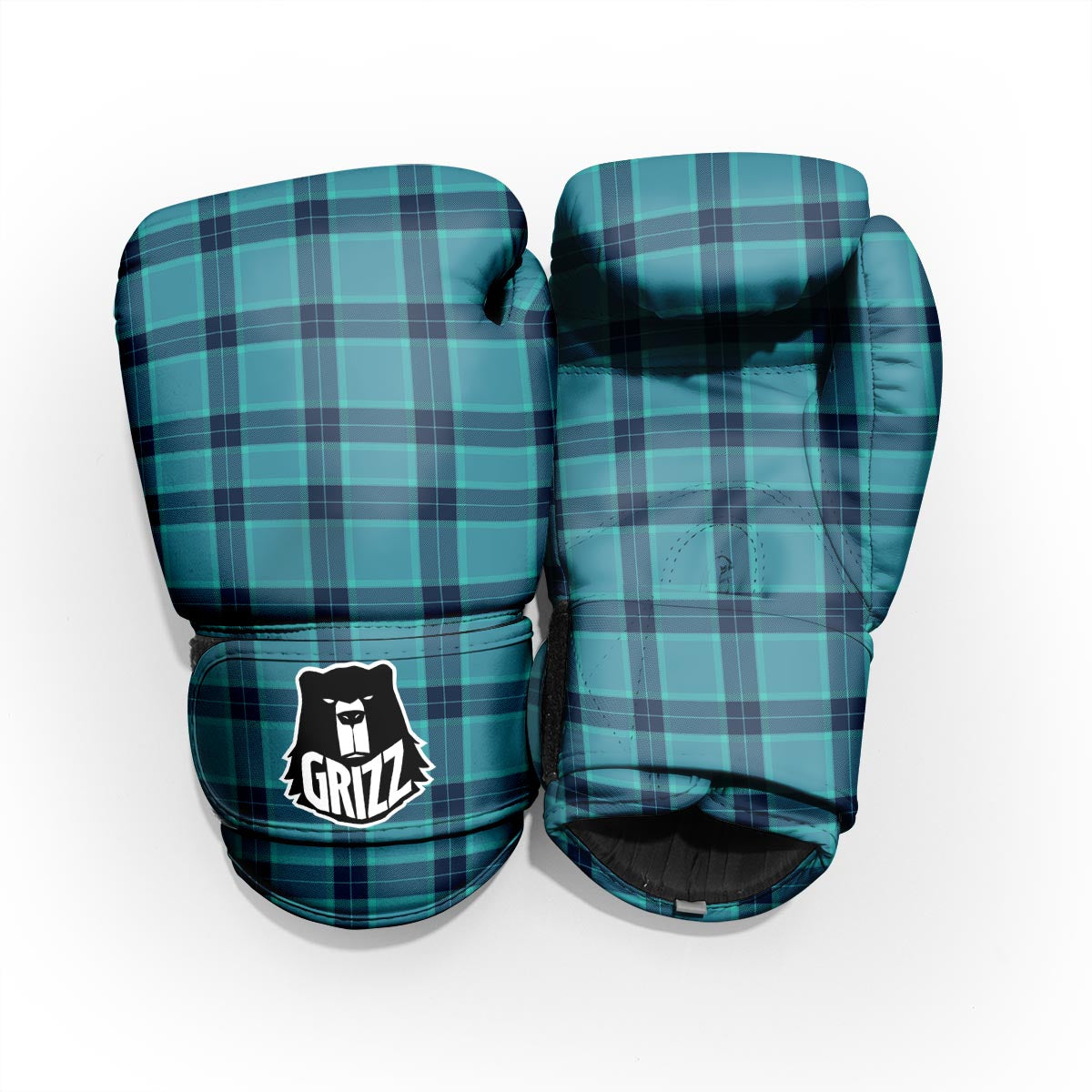 Madras Teal Print Pattern Pro Boxing Glove