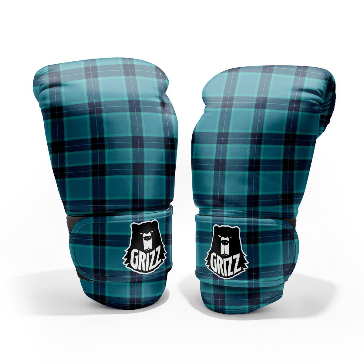 Madras Teal Print Pattern Pro Boxing Glove