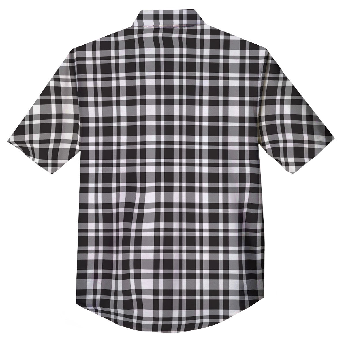 Madras White And Black Print Pattern Button Up Shirt-grizzshop