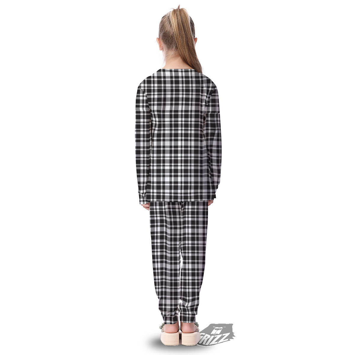 Madras White And Black Print Pattern Kid's Pajamas-grizzshop