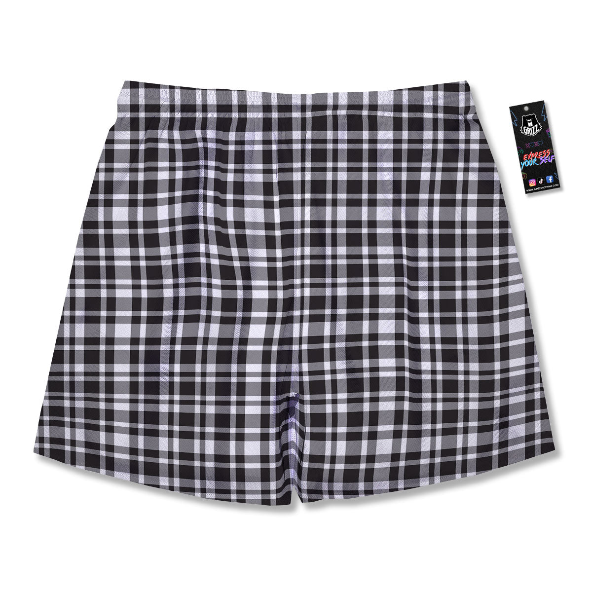 Madras White And Black Print Pattern Men's Running Shorts-grizzshop