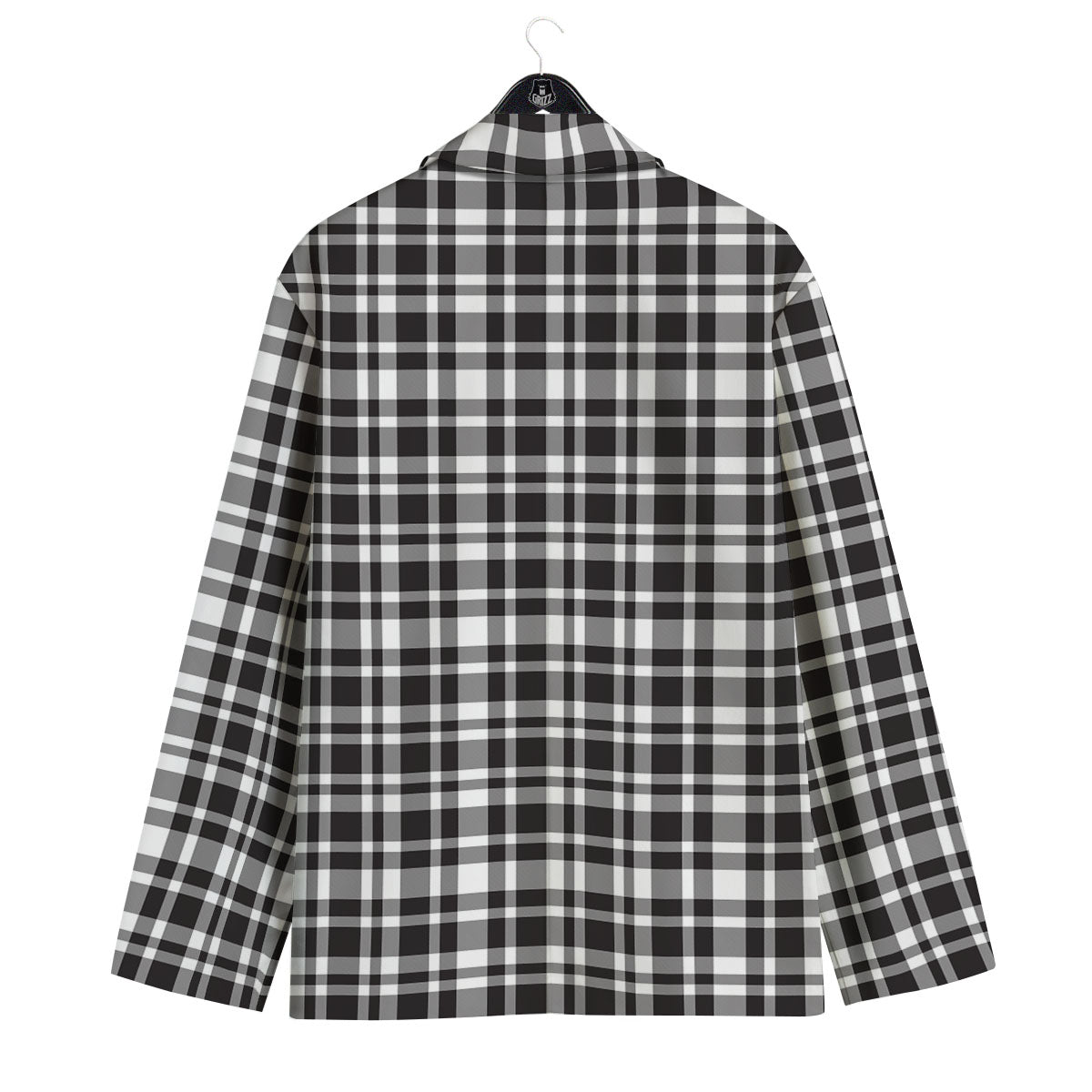 Madras White And Black Print Pattern Men's Sport Coat-grizzshop